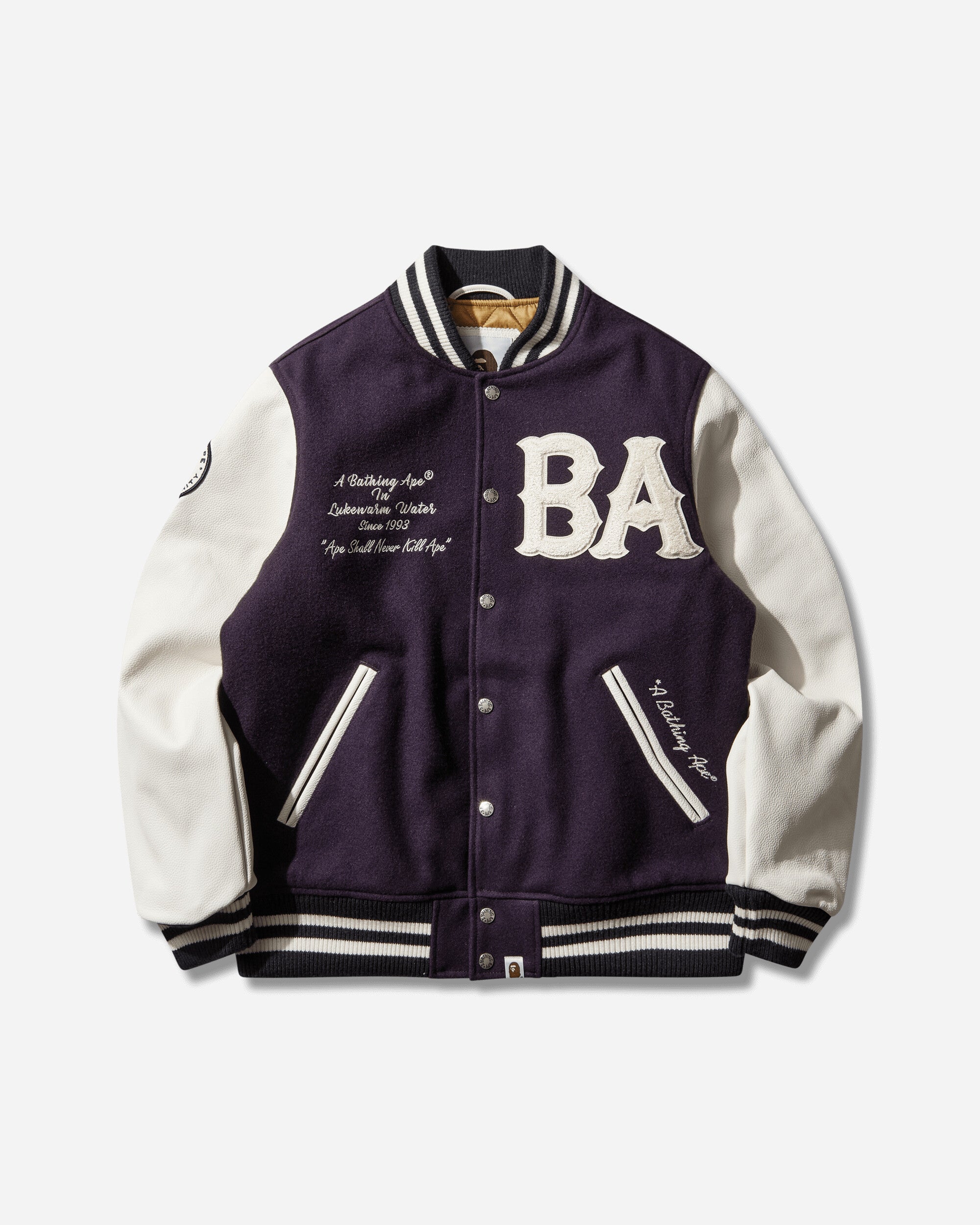 A Bathing Ape A Bathing Ape Varsity Jacket M Purple Coats and Jackets Bomber Jackets 1L80141004 PURPLE