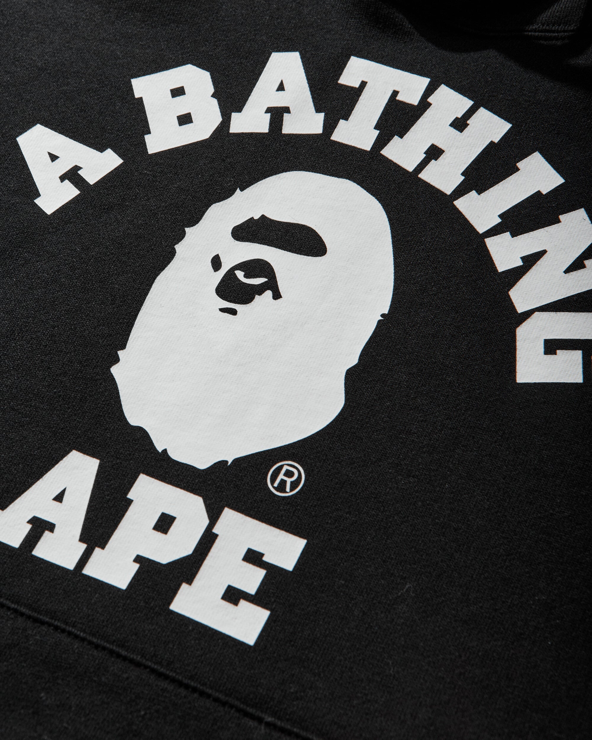 A Bathing Ape College Pullover Hoodie Black Sweatshirts Hoodies 1M30114003 BLACK