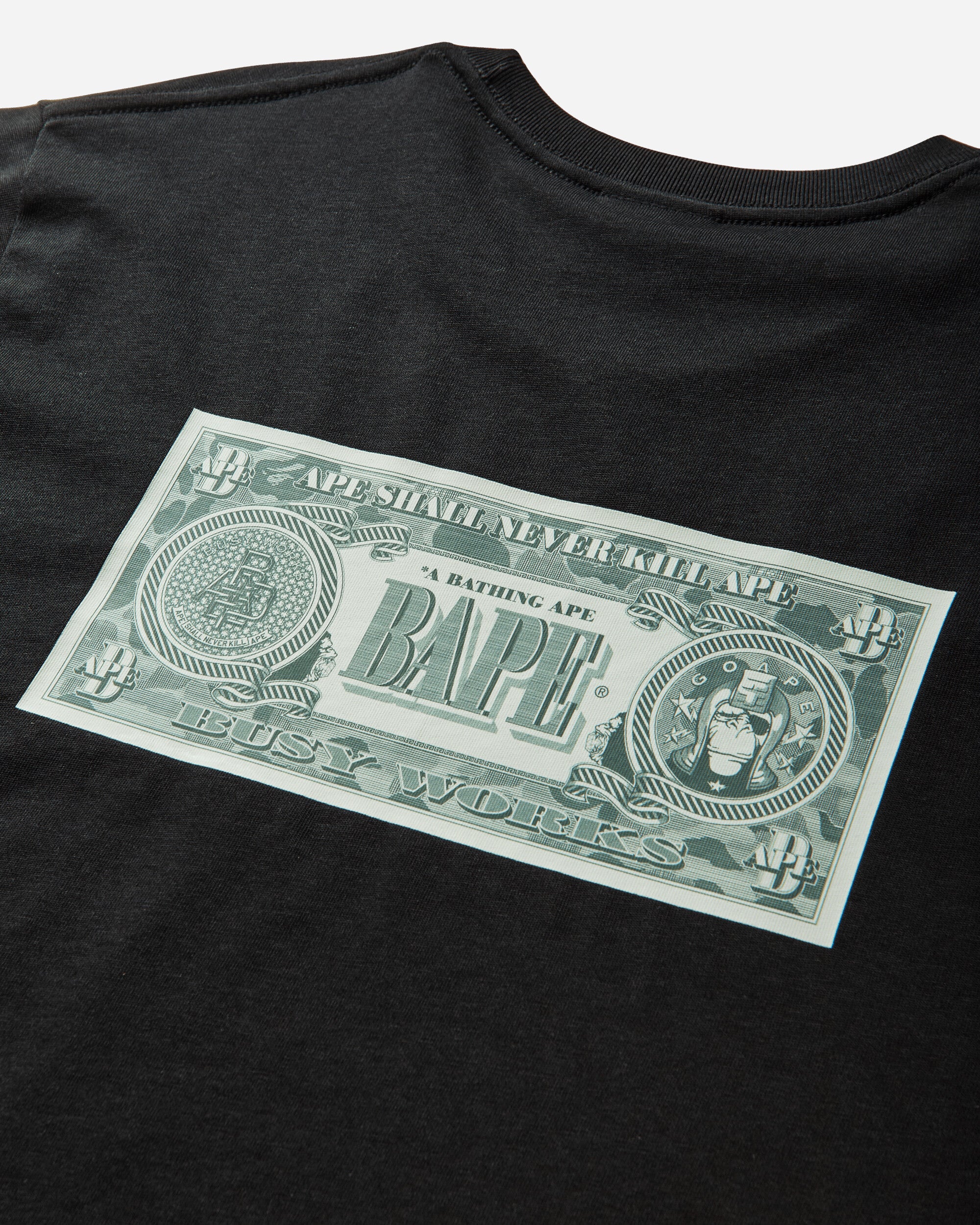 A Bathing Ape Bape Banknote Tee Black T-Shirts Shortsleeve 1M30110306 BLACK
