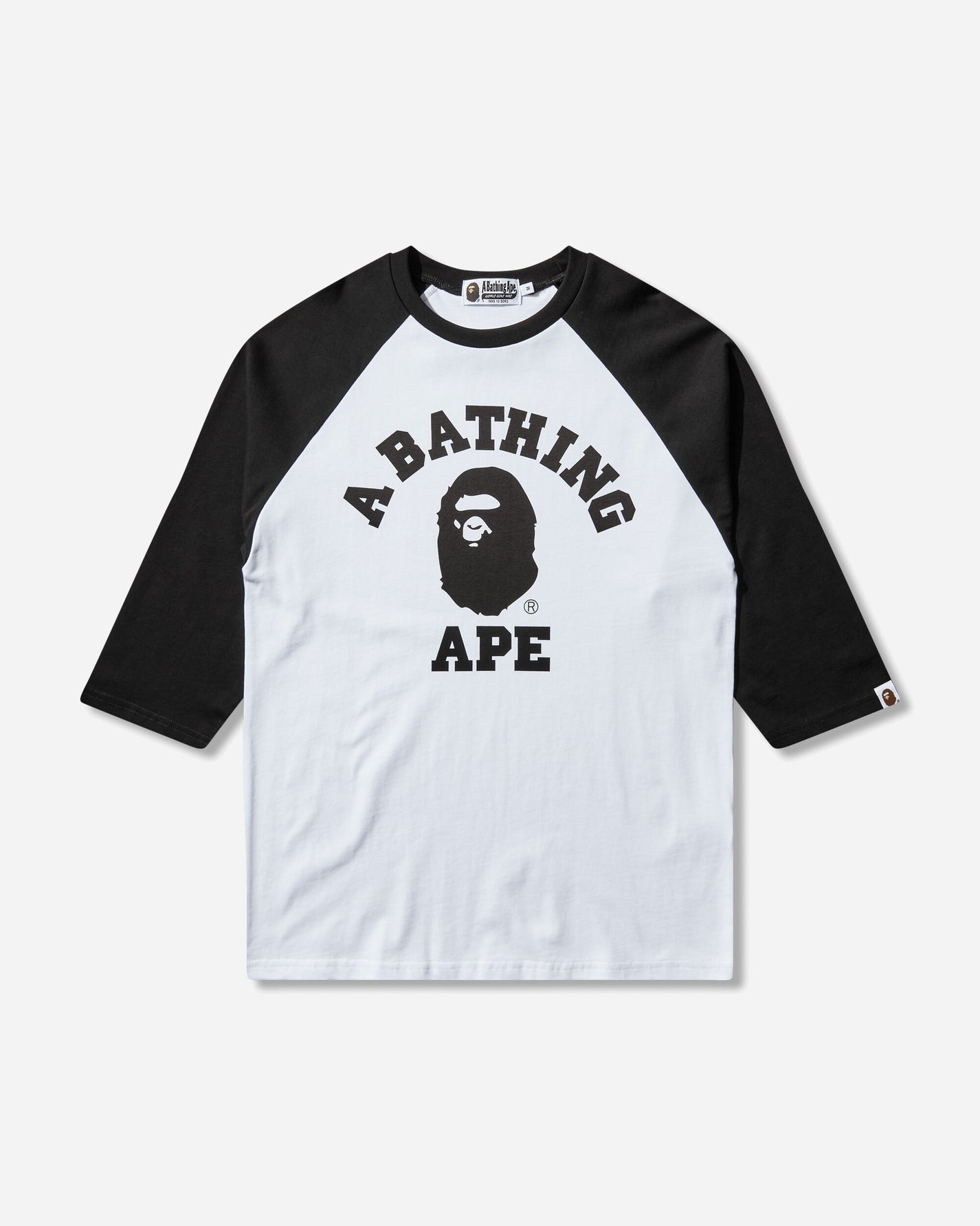 A Bathing Ape College Raglan Regular Fit Ls Tee White T-Shirts Shortsleeve 1M30111309 WHITE