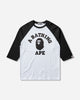 A Bathing Ape College Raglan Regular Fit Ls Tee White T-Shirts Shortsleeve 1M30111309 WHITE