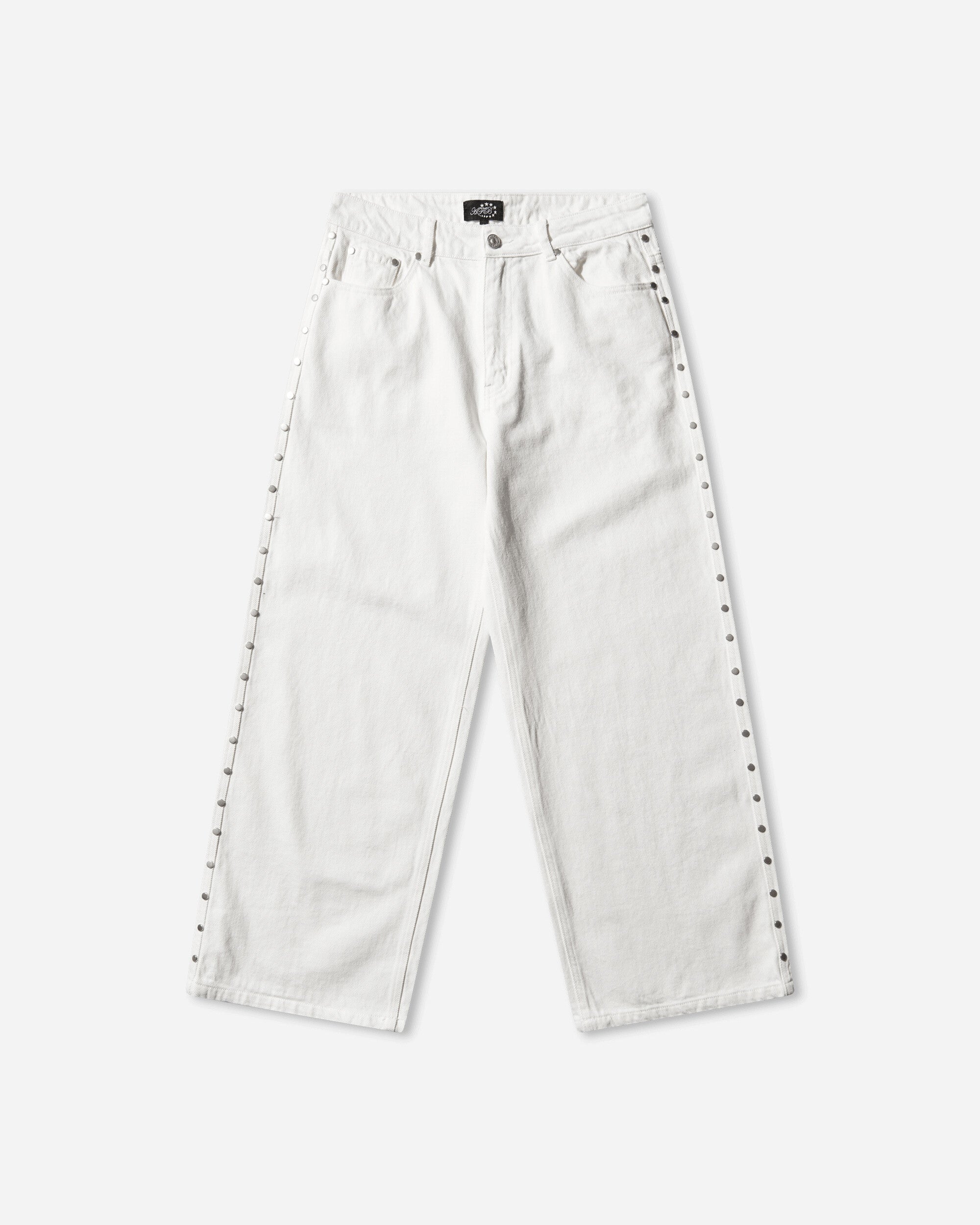 AFB Super Baggy Studded Pants White Pants Denim 41SPRBAGGYSTDDPANTS WHT