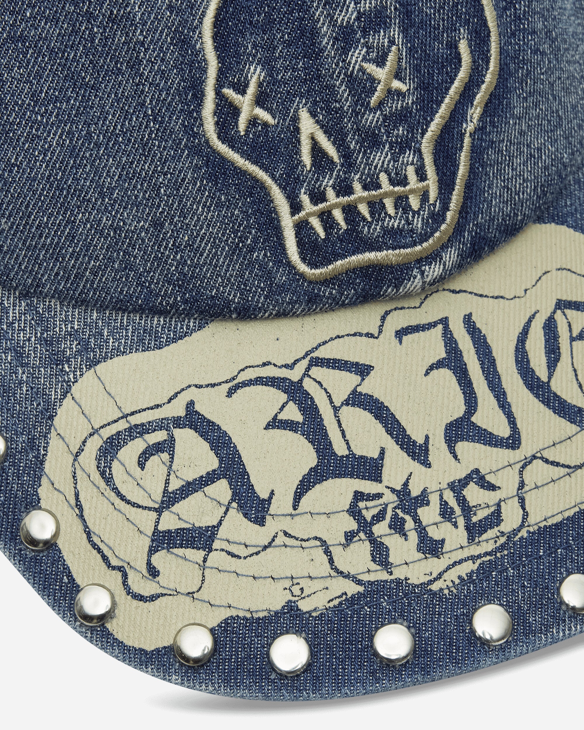 Aries Studded Mega Graphic Denim Cap Blue Hats Caps AR9005005 BLUE