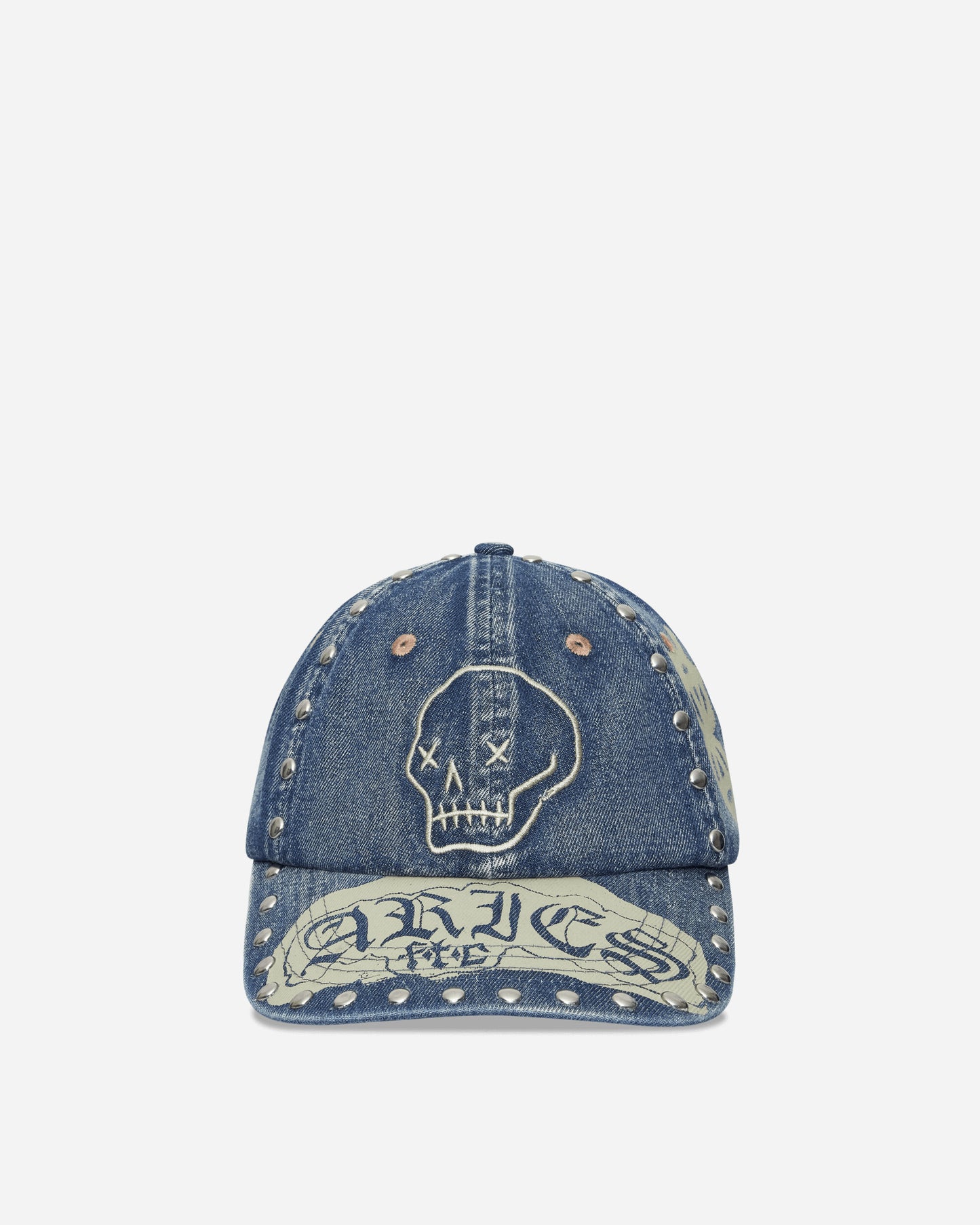 Aries Studded Mega Graphic Denim Cap Blue Hats Caps AR9005005 BLUE