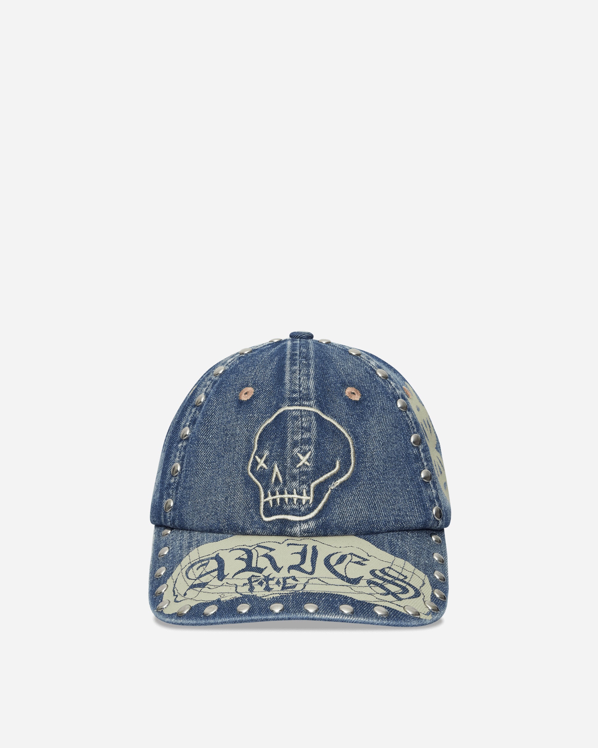 Aries Studded Mega Graphic Denim Cap Blue Hats Caps AR9005005 BLUE