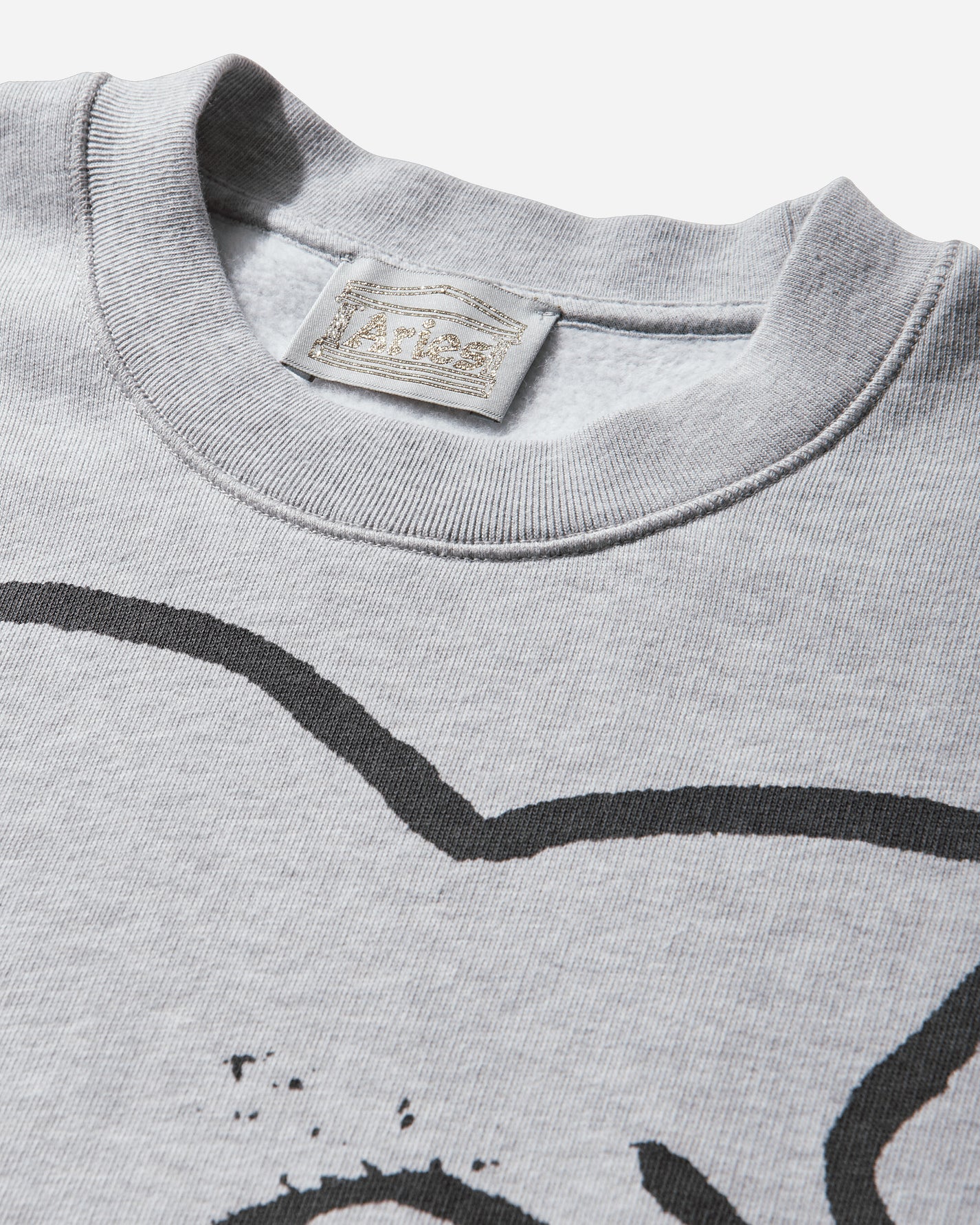 Aries Meowharishi Embroidered Sweat Grey Marl Sweatshirts Fleece AR2000505 GREYMARL