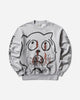 Aries Meowharishi Embroidered Sweat Grey Marl Sweatshirts Fleece AR2000505 GREYMARL