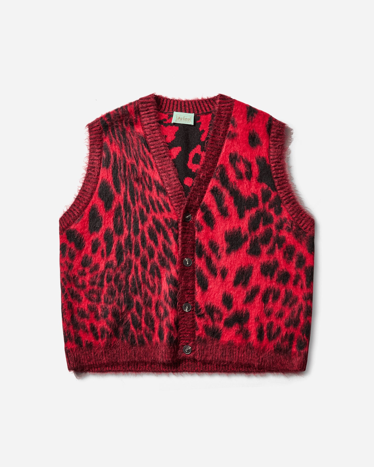 Aries Brushed Leopard Vest Red Knitwears Sweaters AR4004104 Red