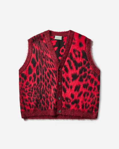 Aries Brushed Leopard Vest Red Knitwears Sweaters AR4004104 Red