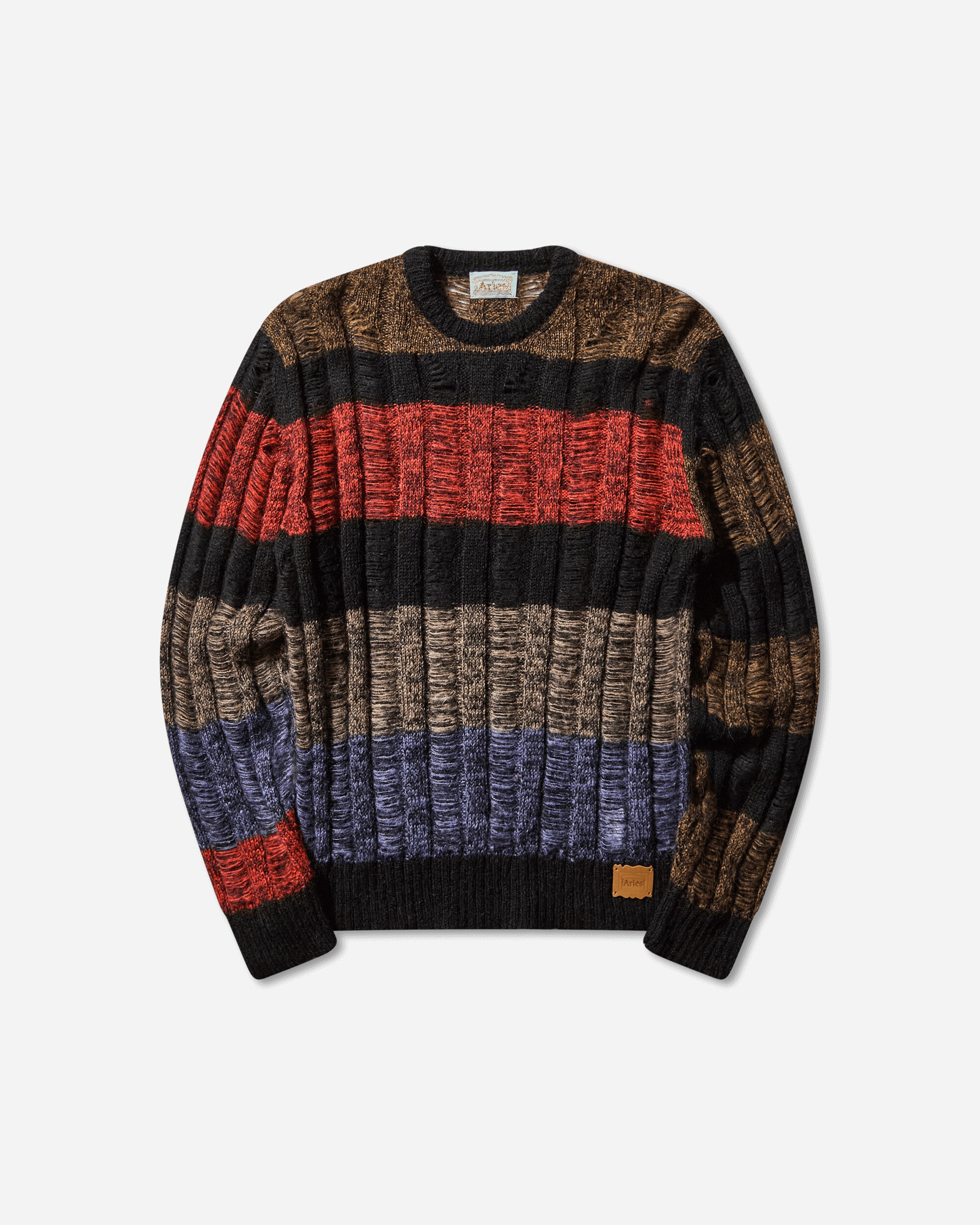 Aries Mohair Cable Stripe Sweater Multi Knitwears Sweaters AR2004304 Multi