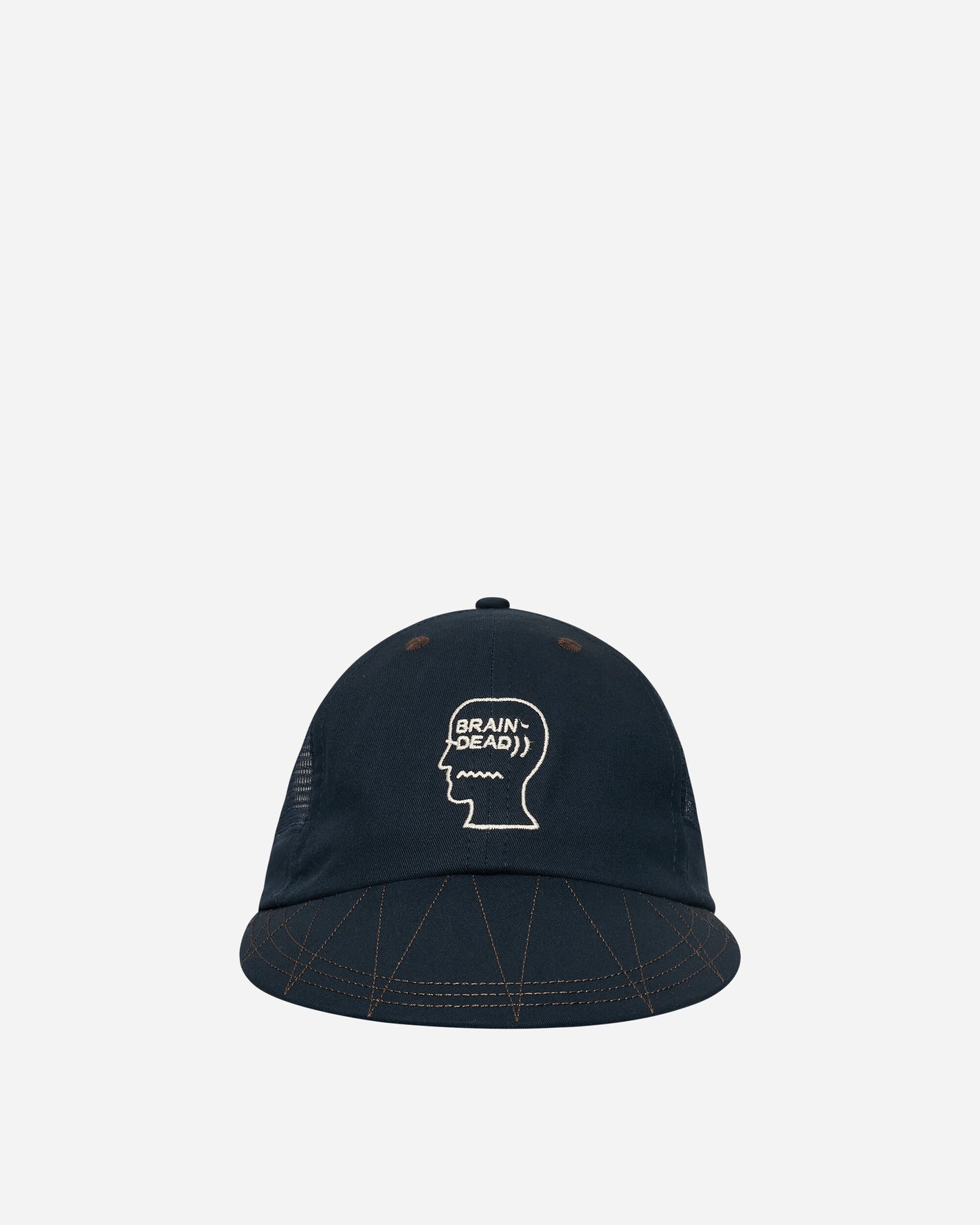 Brain Dead Logohead Long Brim Mesh Panel Hat Navy Hats Caps BDS25H010042 NAVY