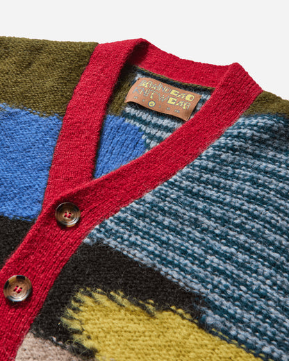 Brain Dead Mix Pattern Cardigan Olive Multi Knitwears Cardigans BDS25O110043 OLMU