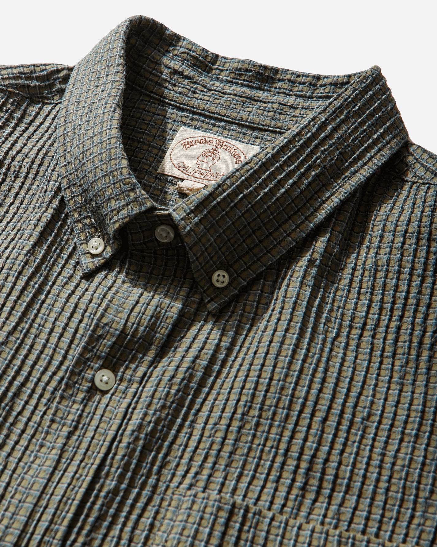 Brain Dead Bbc Check Oxford Button Up Shirt Green Shirts Longsleeve Shirt F25T24O04604 Green