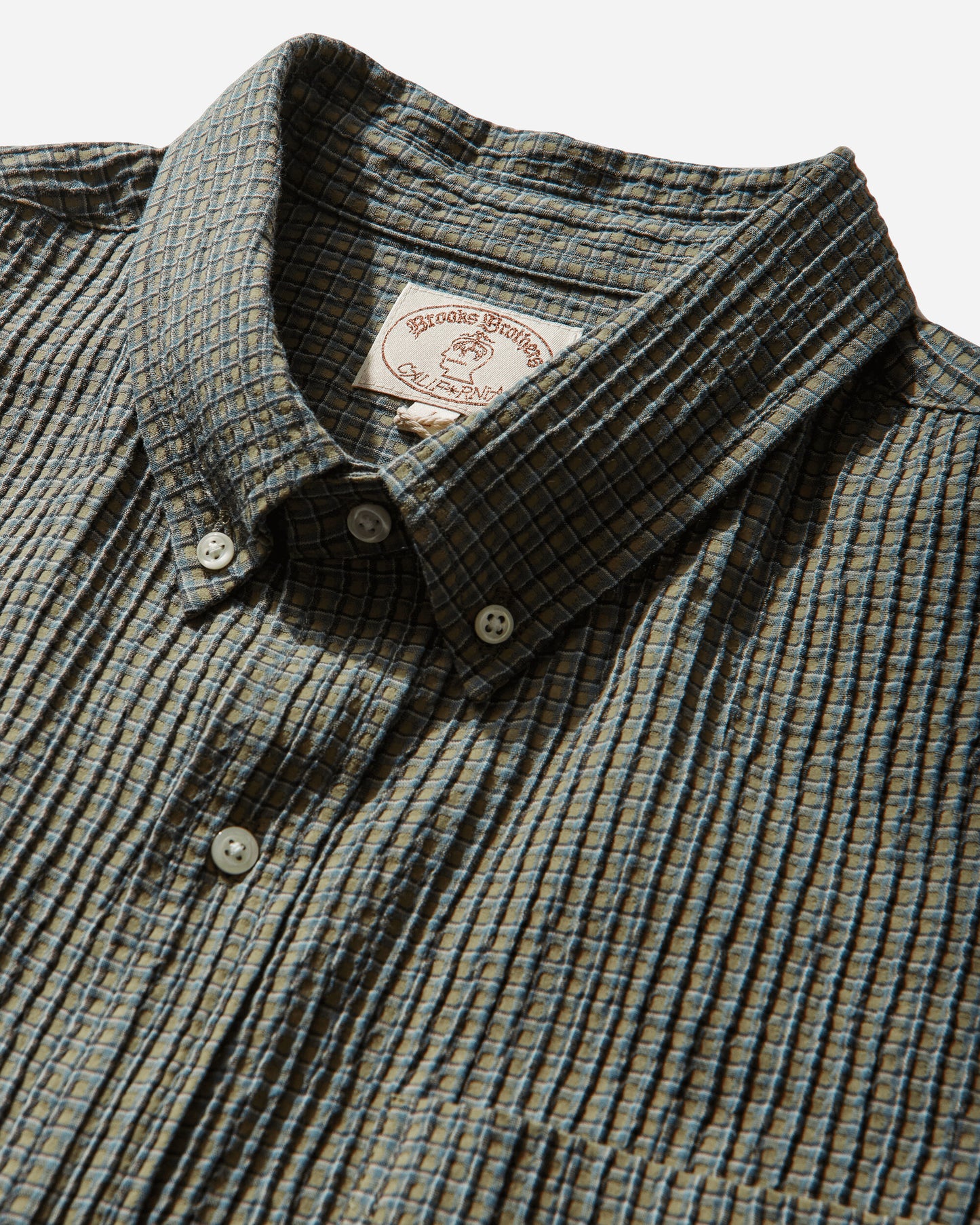 Brain Dead Bbc Check Oxford Button Up Shirt Green Shirts Longsleeve Shirt F25T24O04604 Green