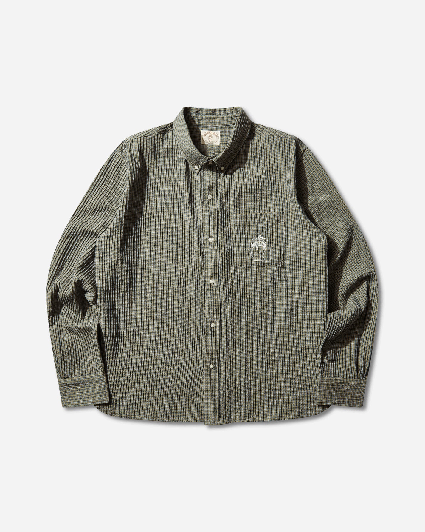 Brain Dead Bbc Check Oxford Button Up Shirt Green Shirts Longsleeve Shirt F25T24O04604 Green