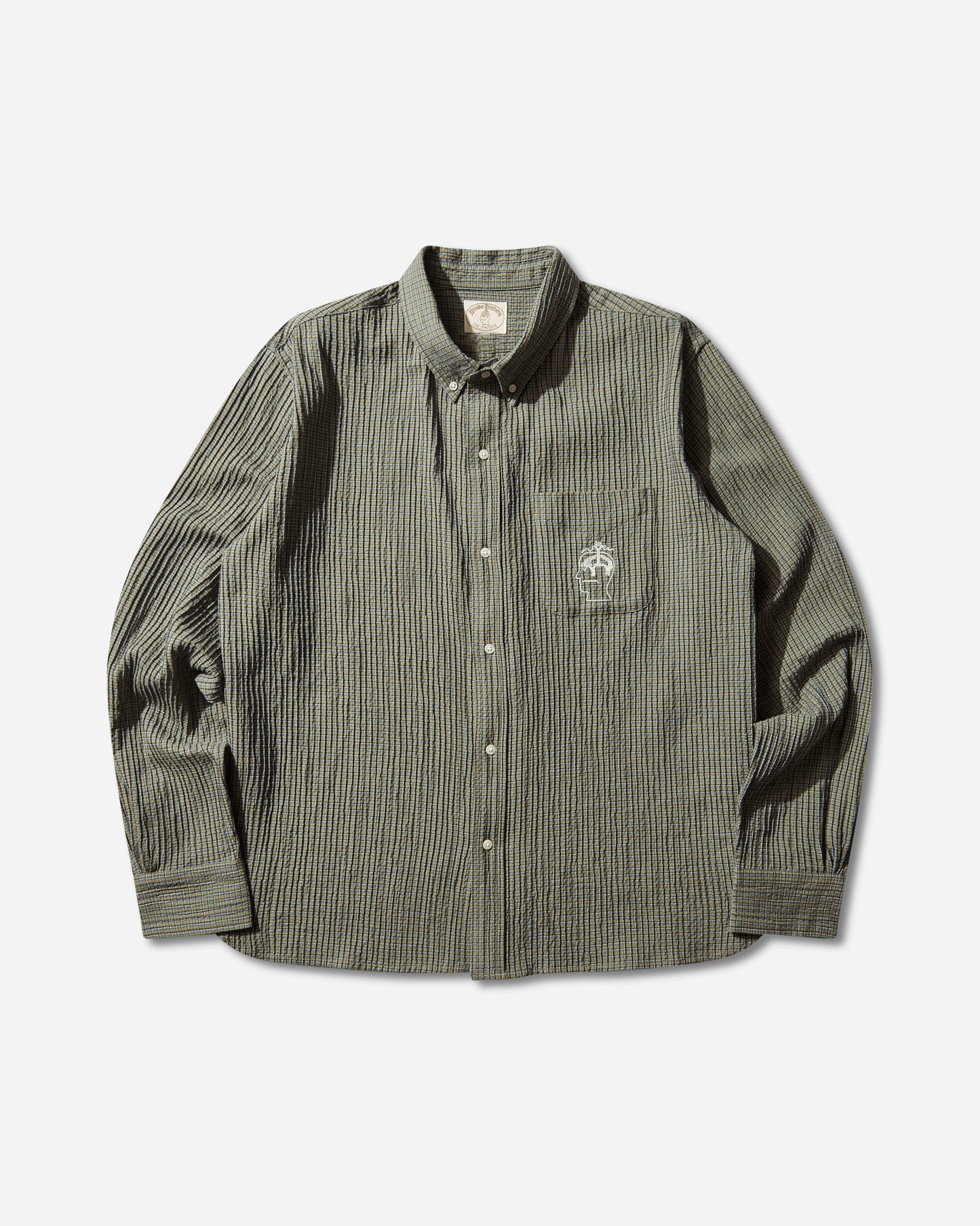 Brain Dead Bbc Check Oxford Button Up Shirt Green Shirts Longsleeve Shirt F25T24O04604 Green