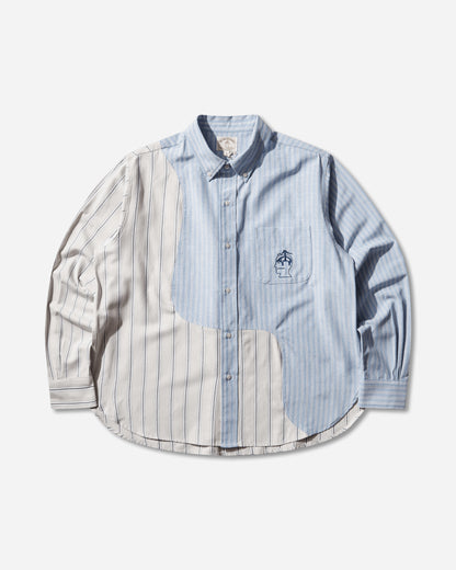 Brain Dead Bbc Organic Panel Oxford Button Up Lt Blue Shirts Longsleeve Shirt F25T24O04603 Blue