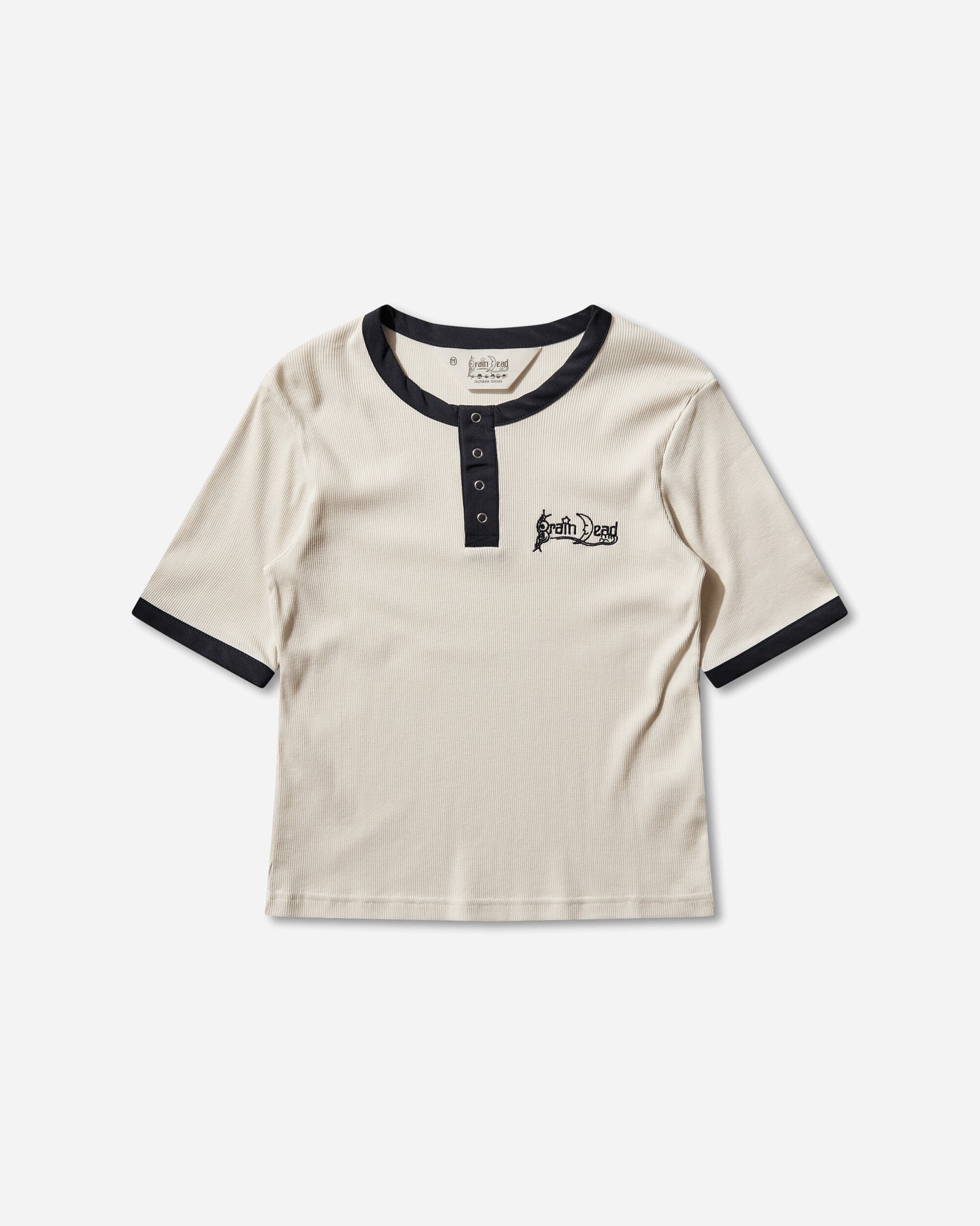 Brain Dead Ribbed Henley Natural Shirts Longsleeve Shirt P26T19004837 Beige