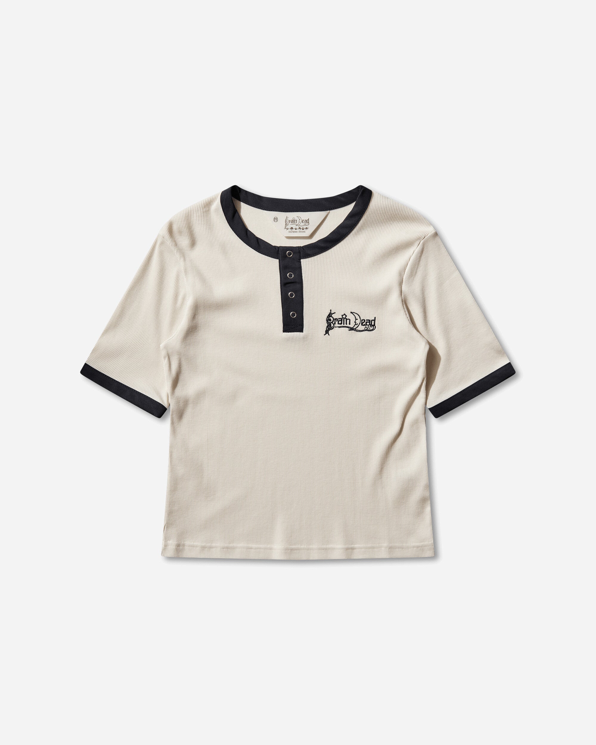 Brain Dead Ribbed Henley Natural Shirts Longsleeve Shirt P26T19004837 Beige