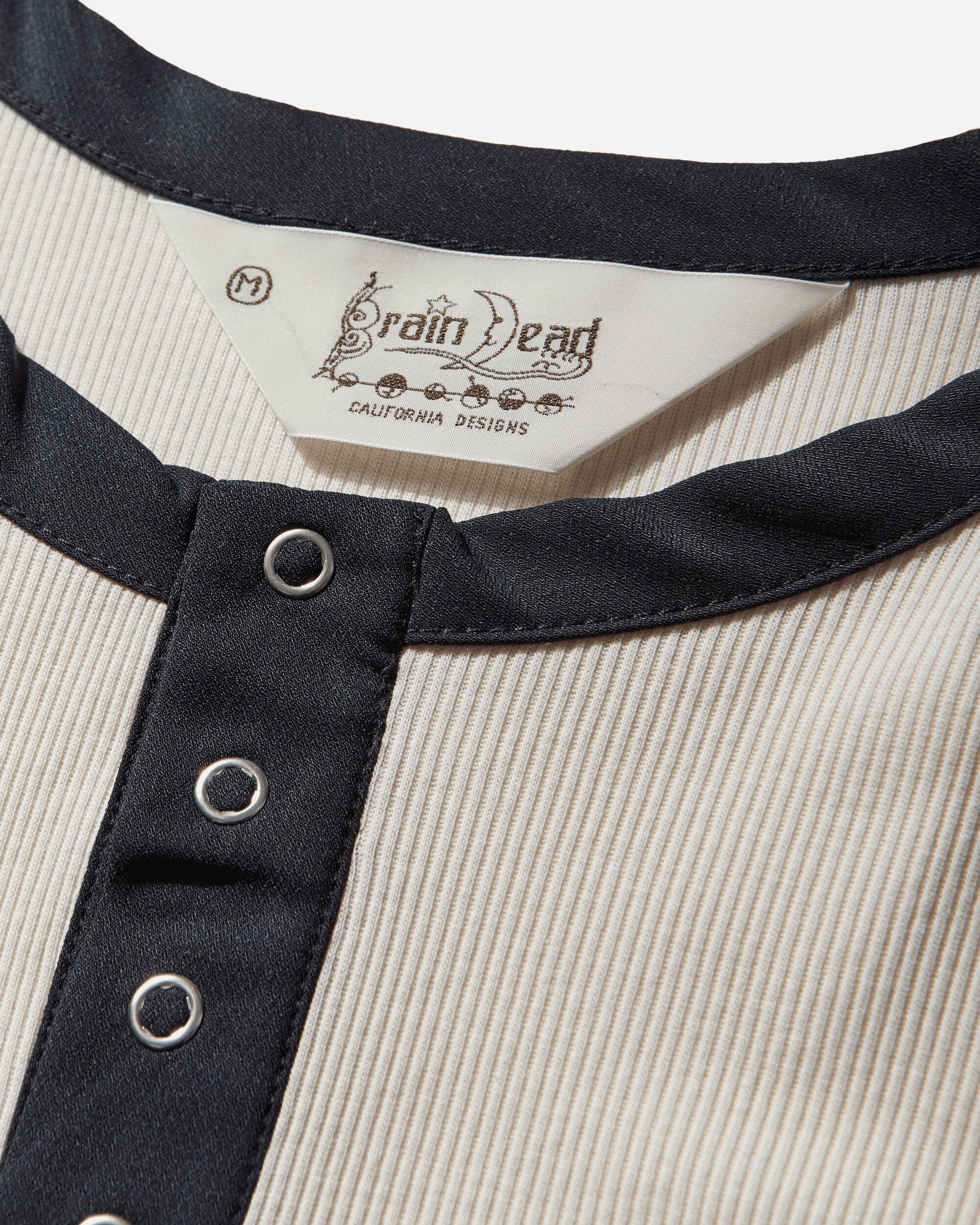 Brain Dead Ribbed Henley Natural Shirts Longsleeve Shirt P26T19004837 Beige