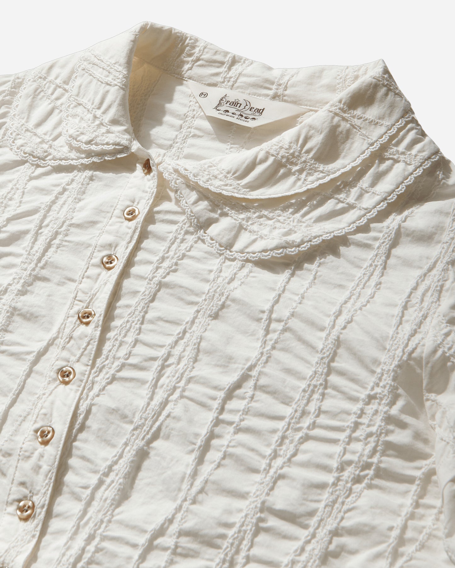 Brain Dead Twisted Seersucker Button Up Shirt Cream Shirts Longsleeve Shirt P26T17004839 Beige