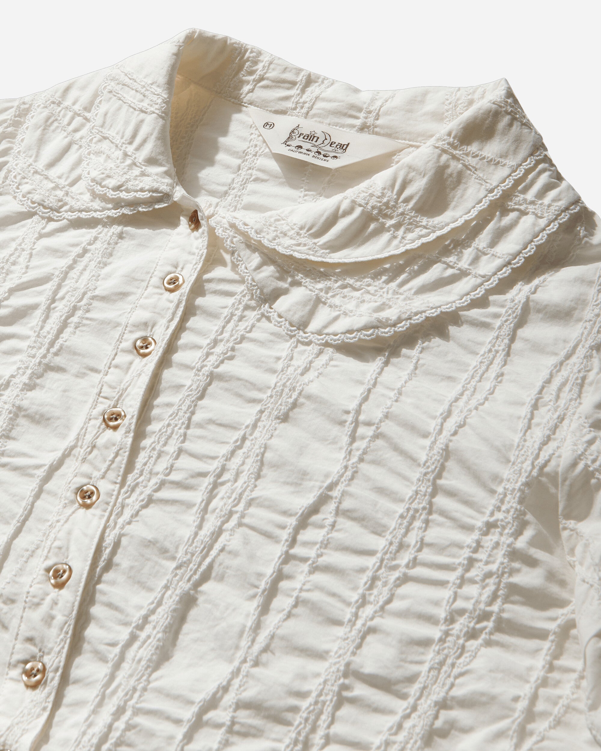 Brain Dead Twisted Seersucker Button Up Shirt Cream Shirts Longsleeve Shirt P26T17004839 Beige