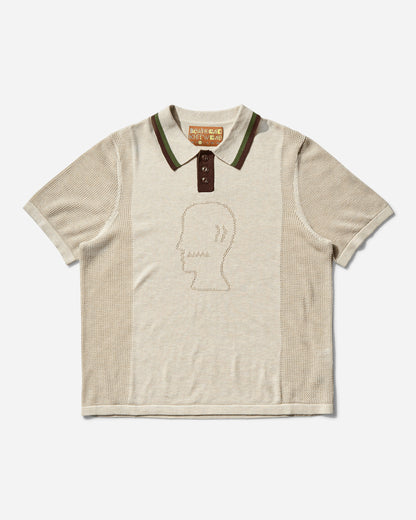 Brain Dead Logo Head Pointelle Polo Natural T-Shirts Polo BDS25T260043 NATU