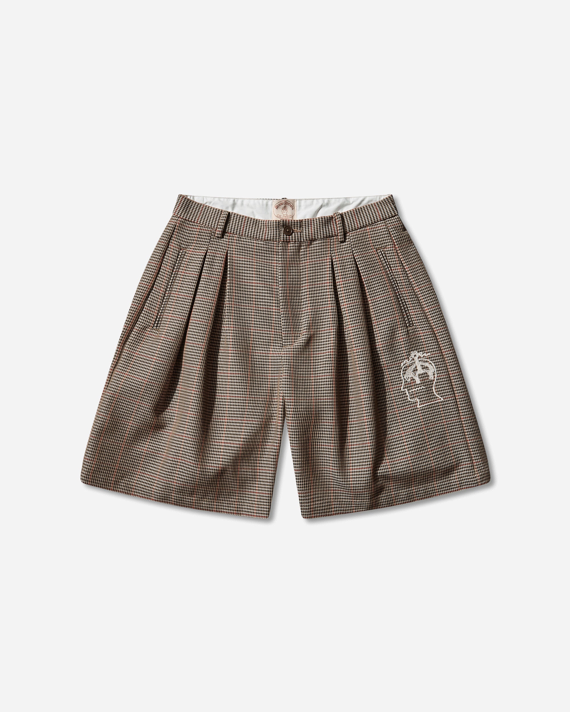 Brain Dead Brooks Brothers Houndstooth Pleated Shorts Tan Shorts Short BDS24B310041 T