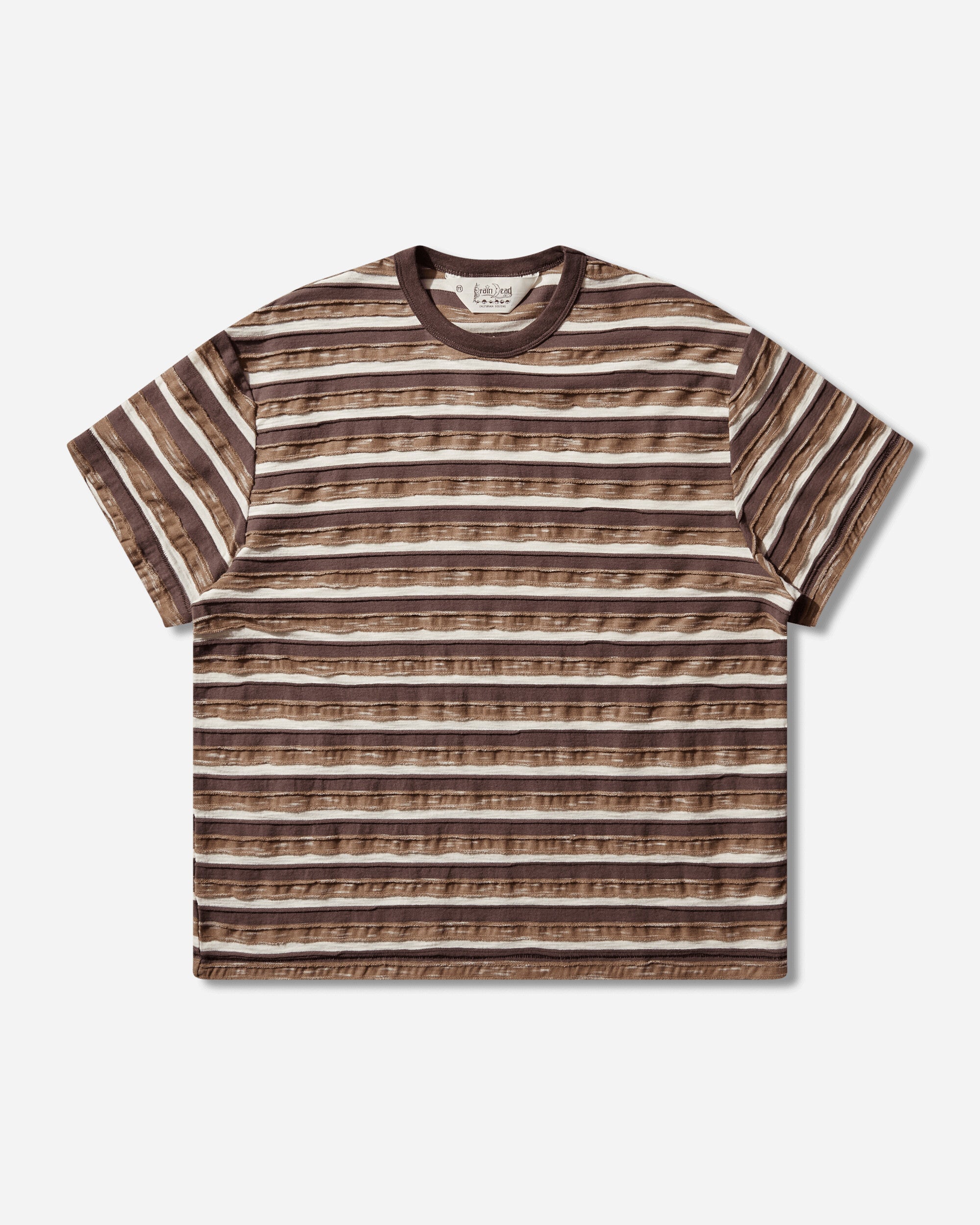 Brain Dead Casey Striped T Shirt Coffee Shirts Shortsleeve Shirt P26T00004980 Brown