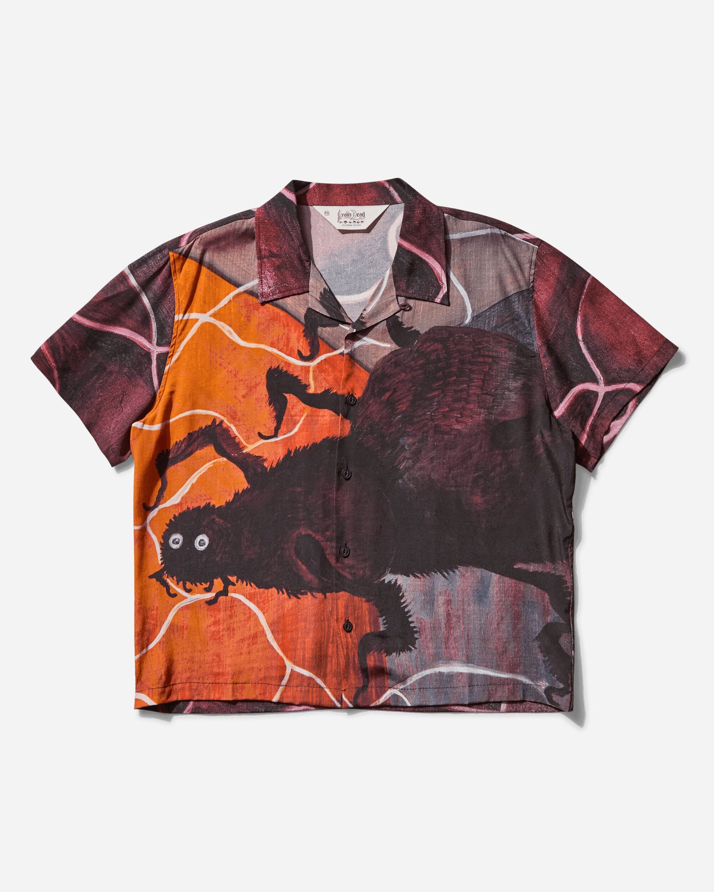 Brain Dead Spiral Orb Short Sleeve Button Up Shirt Burgundy Shirts Shortsleeve Shirt BDS25T050042 BURG