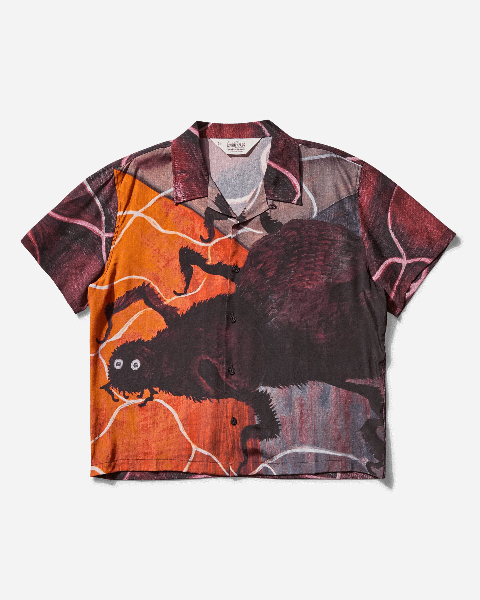 Brain Dead Spiral Orb Short Sleeve Button Up Shirt Burgundy Shirts Shortsleeve Shirt BDS25T050042 BURG