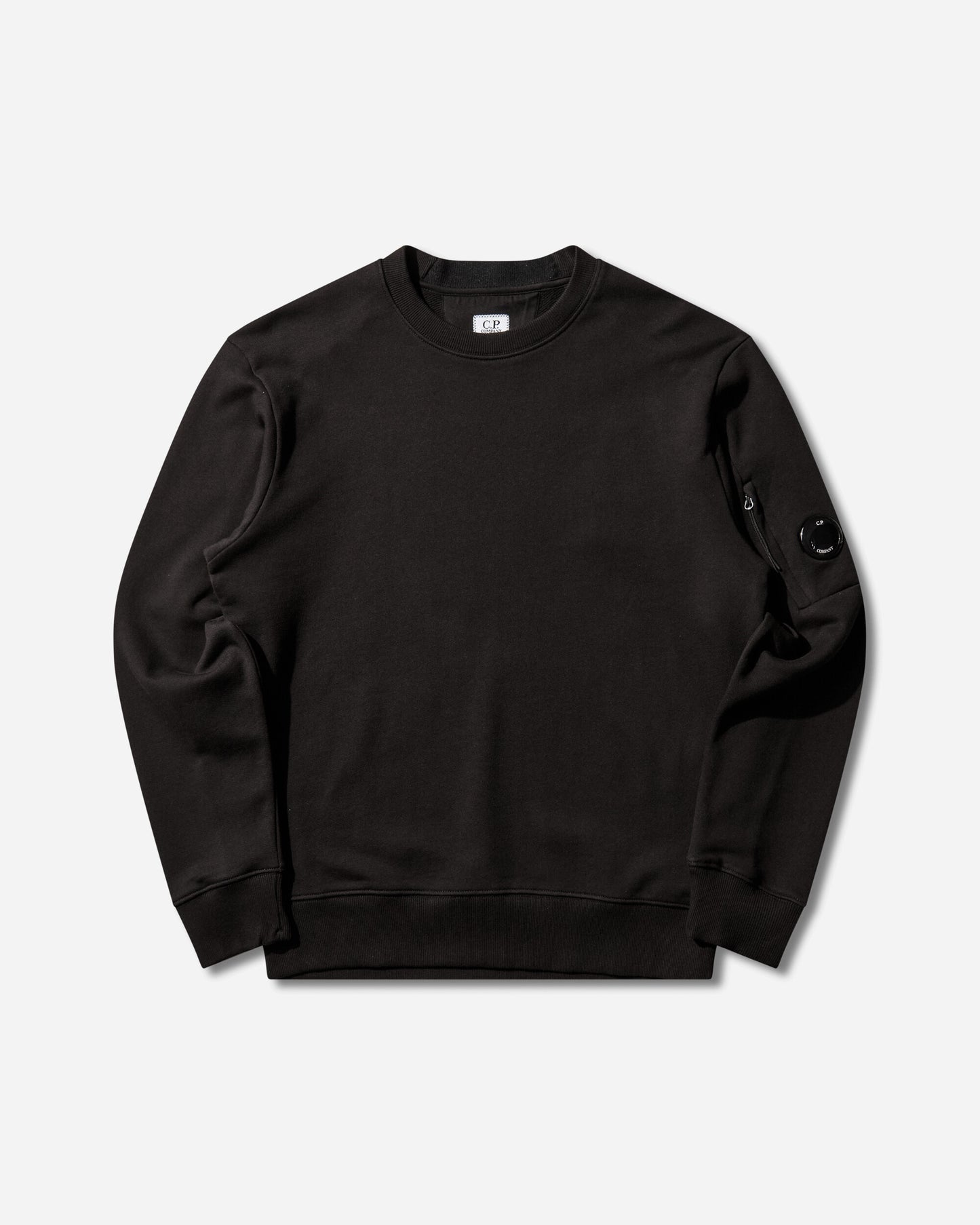C.P. Company Diagonal Raised Fleece Crewneck Lens Sweatshirt Black Sweatshirts Crewneck RCCMSS713A-005086W 999