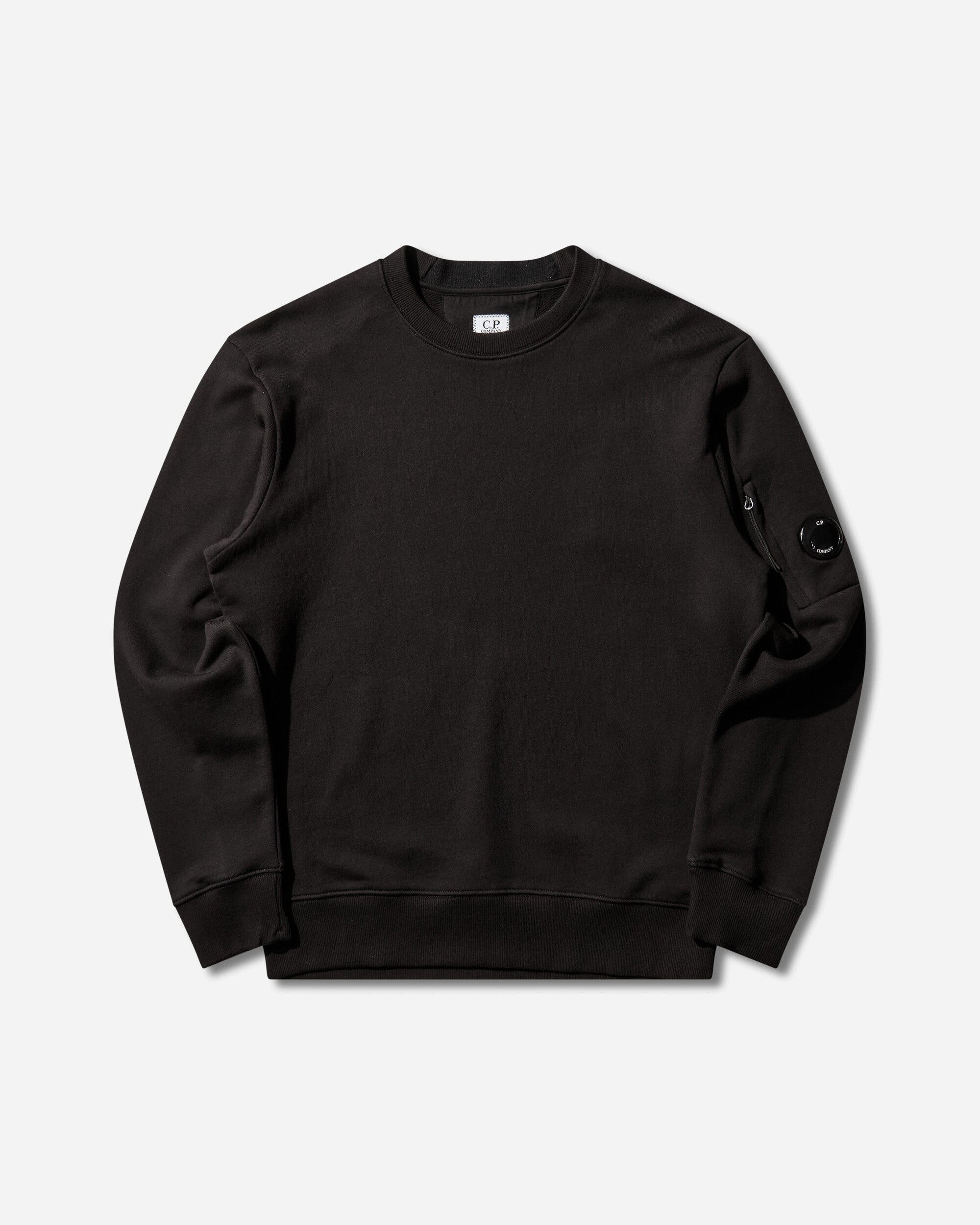 C.P. Company Diagonal Raised Fleece Crewneck Lens Sweatshirt Black Sweatshirts Crewneck RCCMSS713A-005086W 999