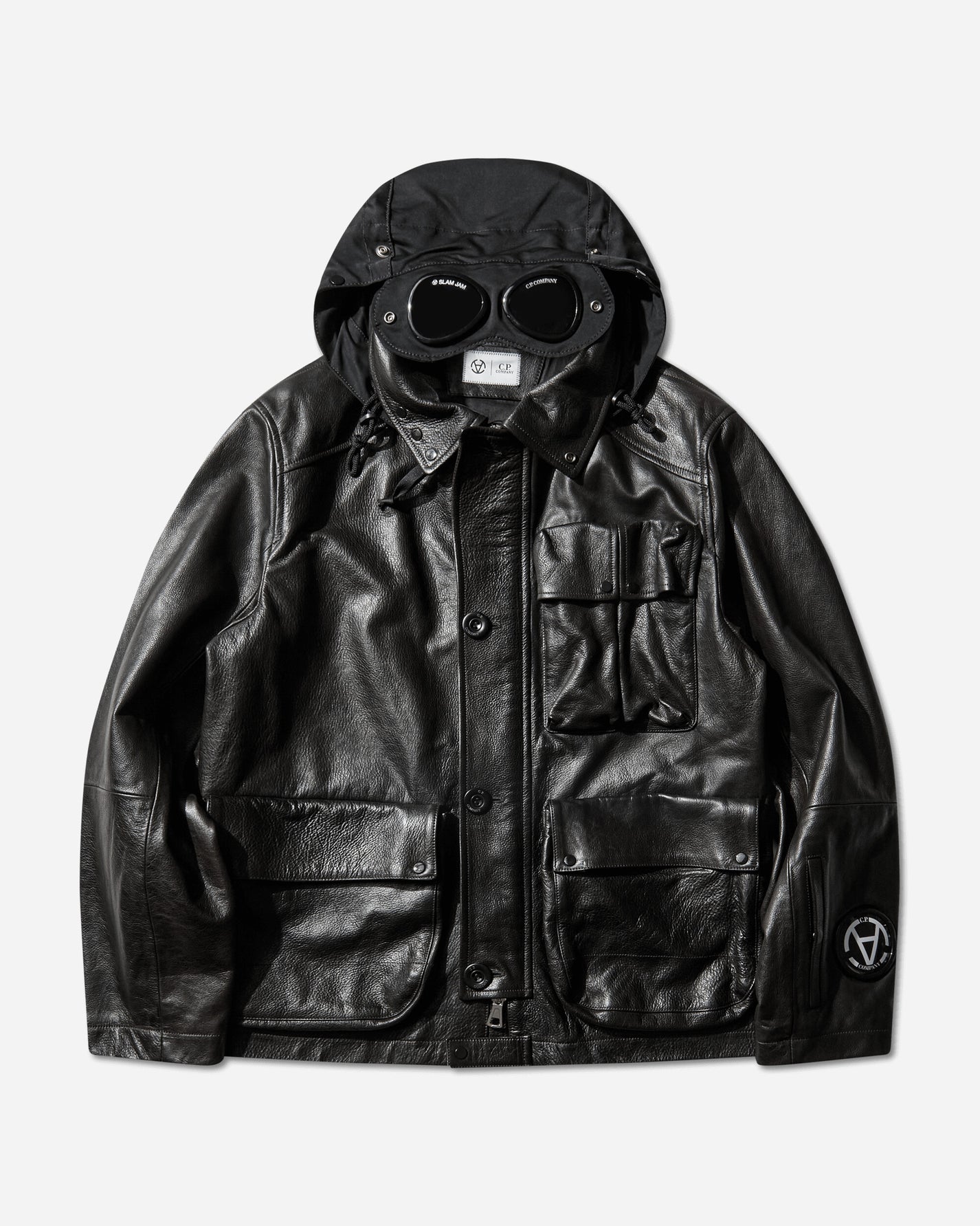 C.P. Company Slam Jam Leather Mille Jacket Black Black Coats and Jackets Leather Jackets 19CSOW700S 001