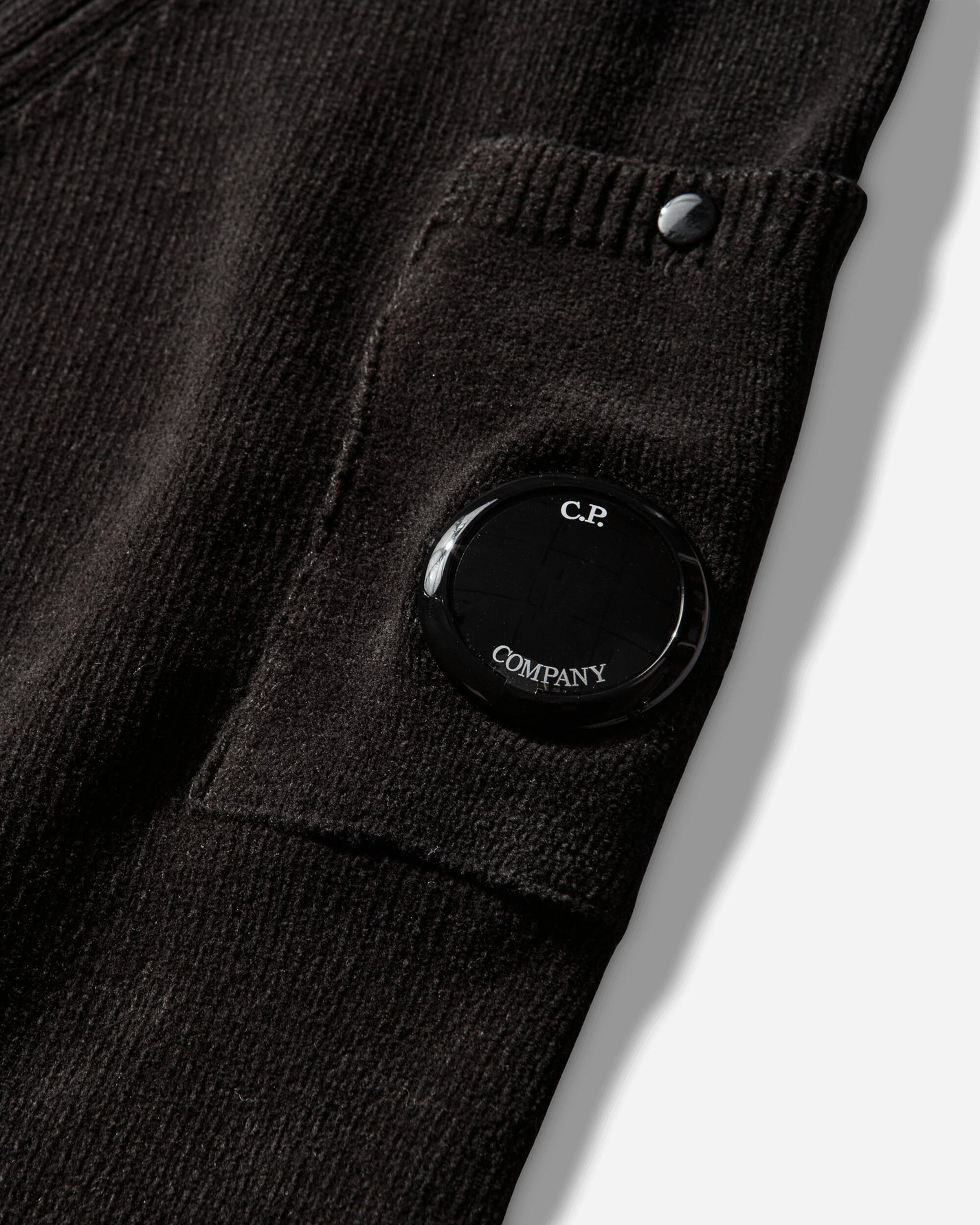 C.P. Company Cotton Chenille Polo Lens Sweater Black Knitwears Sweaters 20CMKN118A-005687G 999