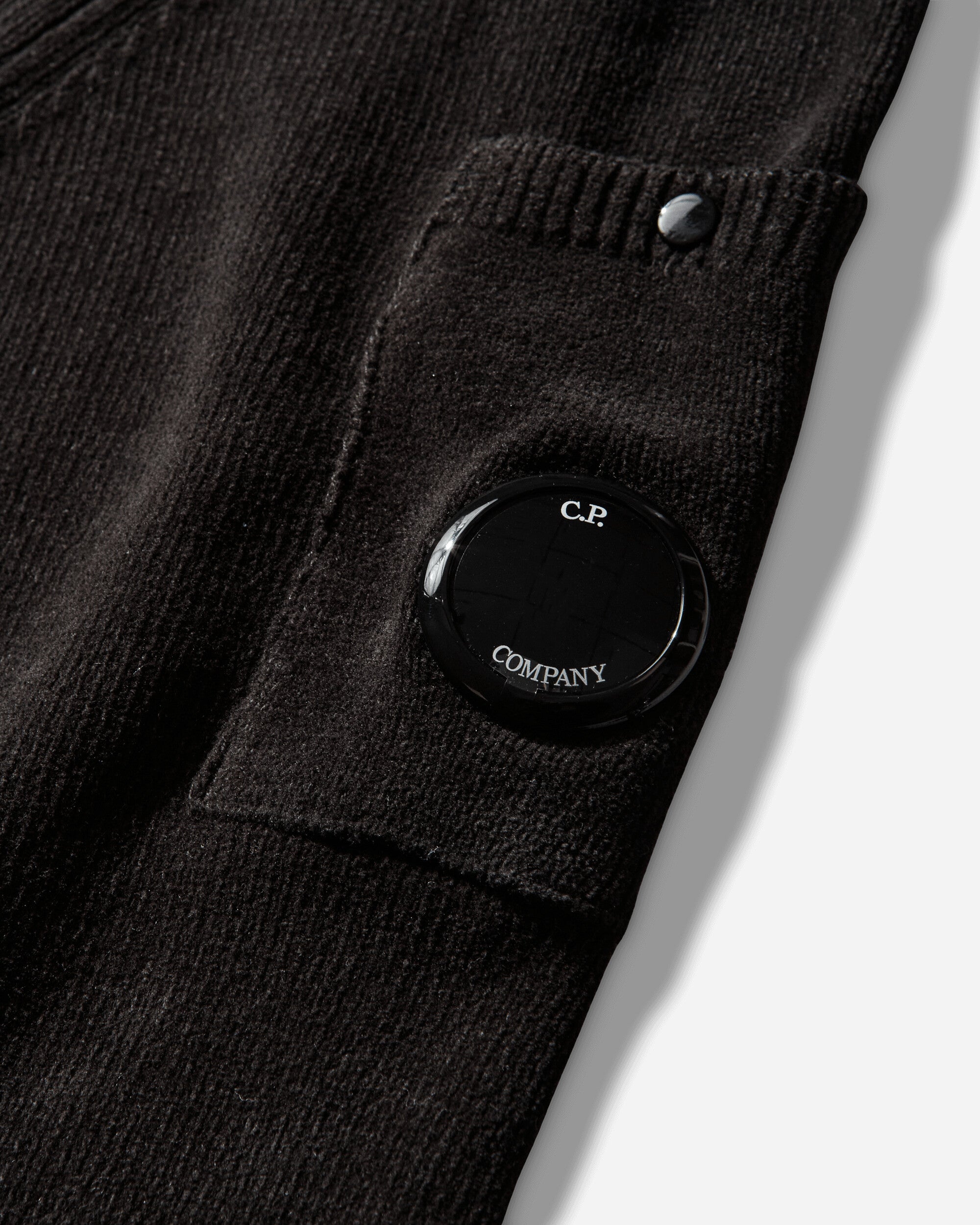 C.P. Company Cotton Chenille Polo Lens Sweater Black Knitwears Sweaters 20CMKN118A-005687G 999