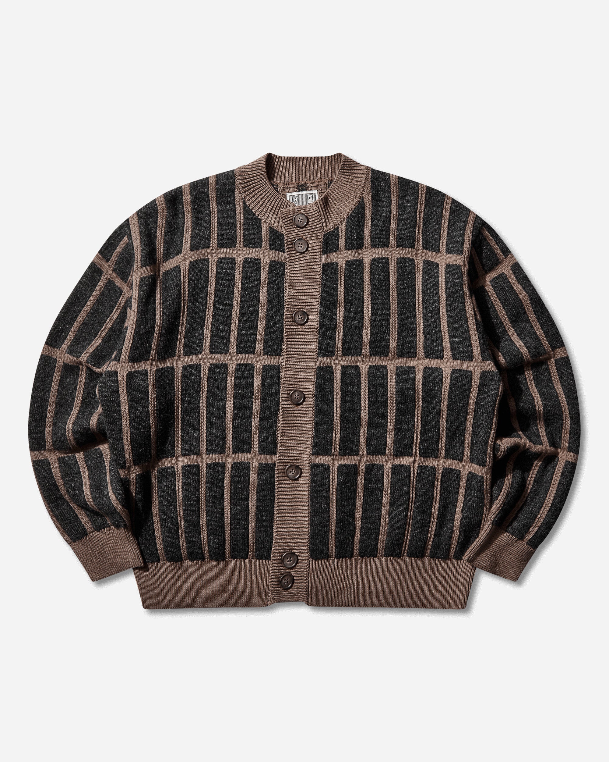 Cav Empt Rectangular Bar Knit Cardigan Brown Knitwears Cardigans CES28KN02 BROWN