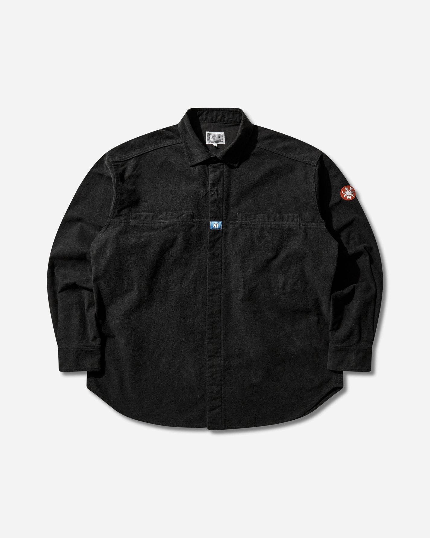 Cav Empt Brushed Cotton Design Big Shirt Black Shirts Longsleeve Shirt CES29SH01 BLACK