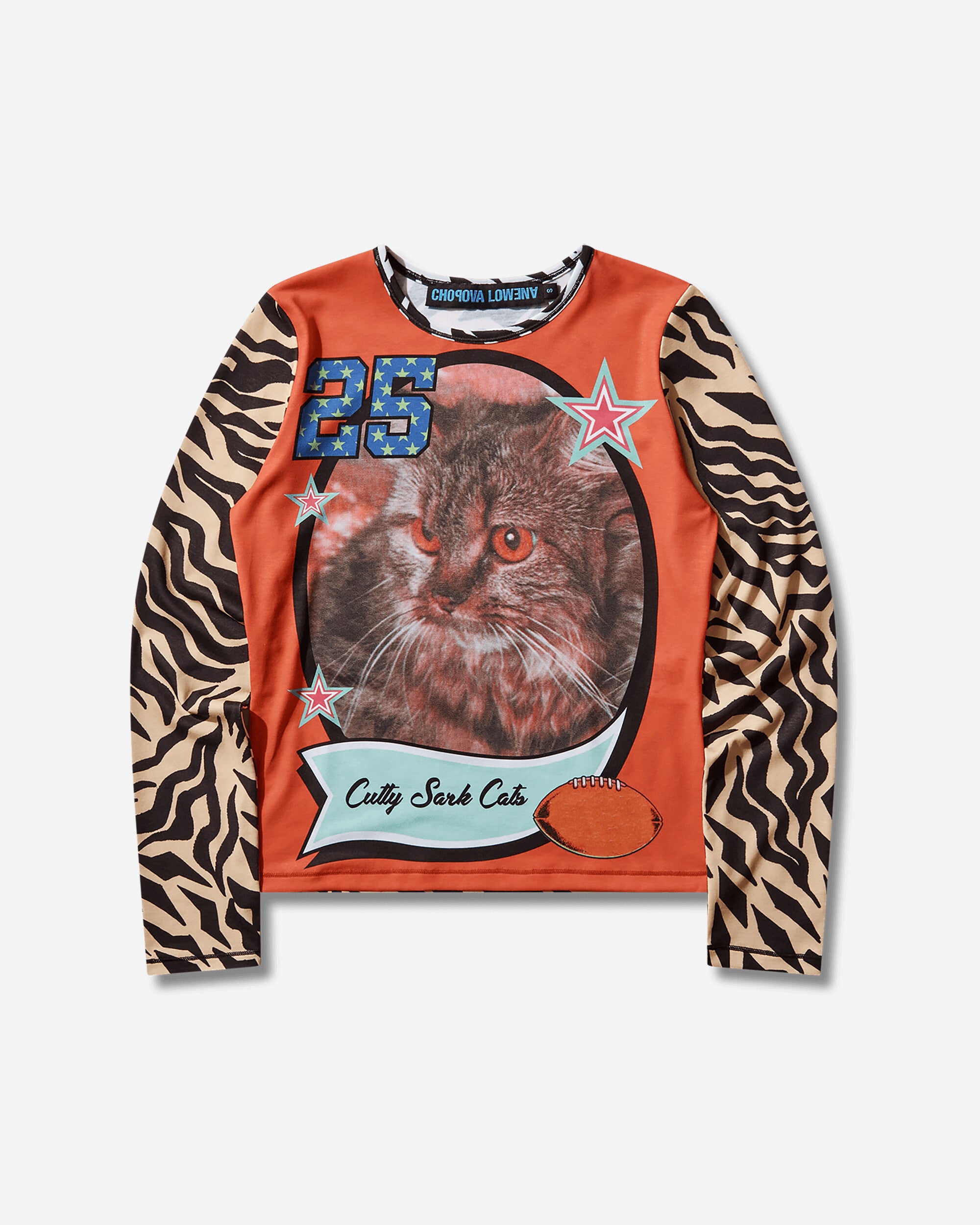 Chopova Lowena Wmns Cutty Sark Cats Fitted Jersey Top Multicolor T-Shirts Longsleeve 2452 MULTI