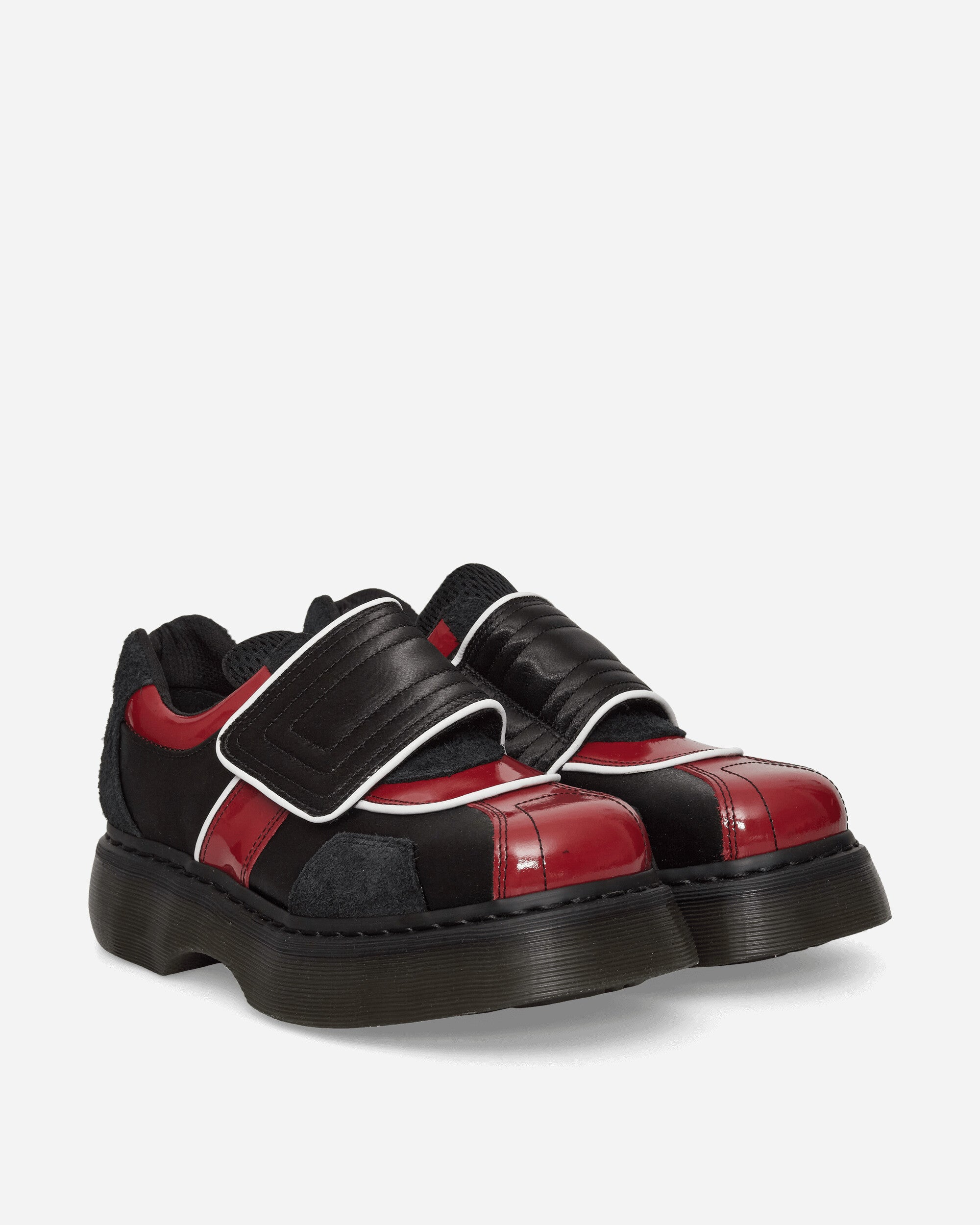 Dr. Martens Buzz Strap Satin Lux High Gloss Patent Black/Scarlet Red  Sneakers Low 42619001