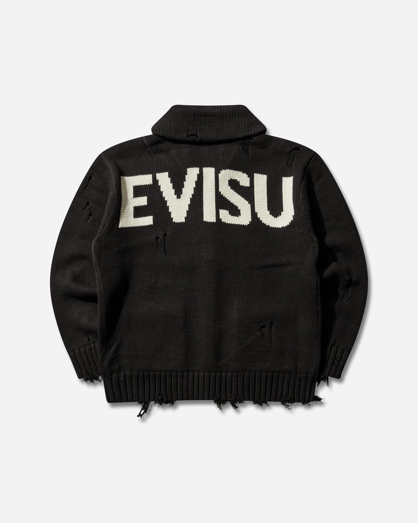 Evisu Ej Cotton Blend Cowichan Cardigan Jacket Black Knitwears Cardigans 2ESEJM6CN6014 BLKX
