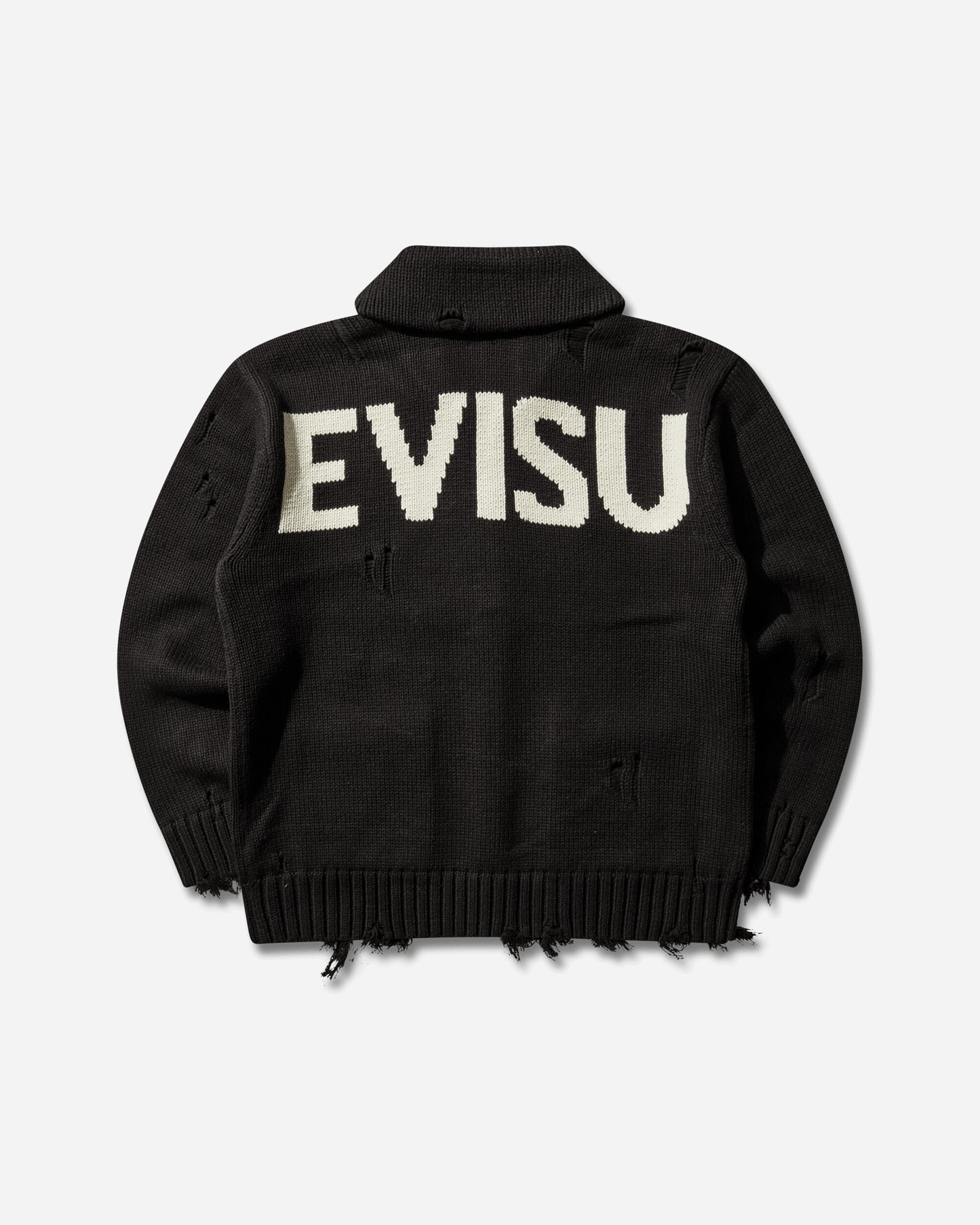 Evisu Ej Cotton Blend Cowichan Cardigan Jacket Black Knitwears Cardigans 2ESEJM6CN6014 BLKX