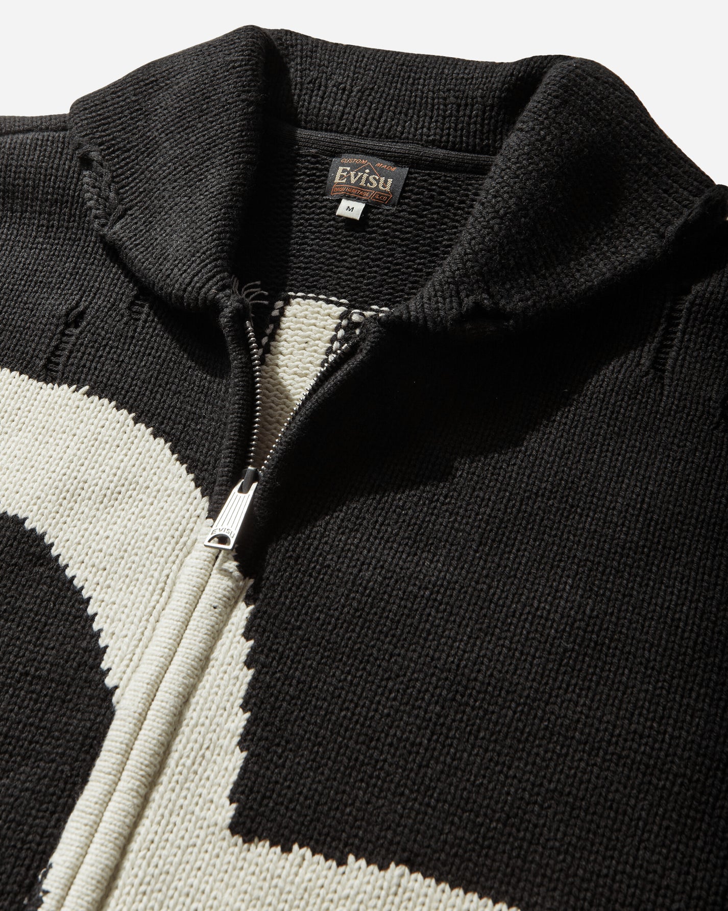 Evisu Ej Cotton Blend Cowichan Cardigan Jacket Black Knitwears Cardigans 2ESEJM6CN6014 BLKX