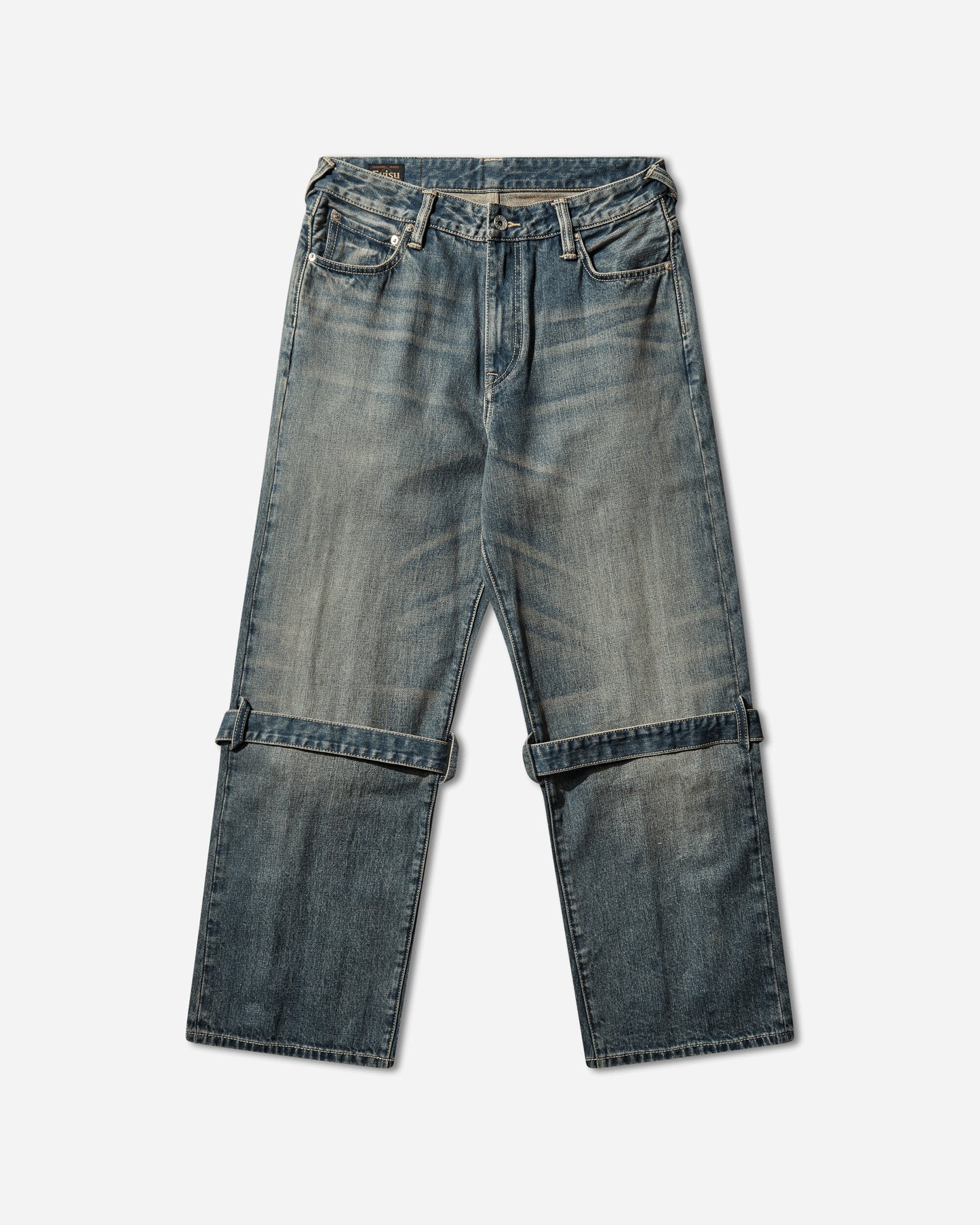 Evisu Ej Washed Bondage Jeans Mid Tone Indigo Pants Denim 2ESEJM6JE6008 INDM