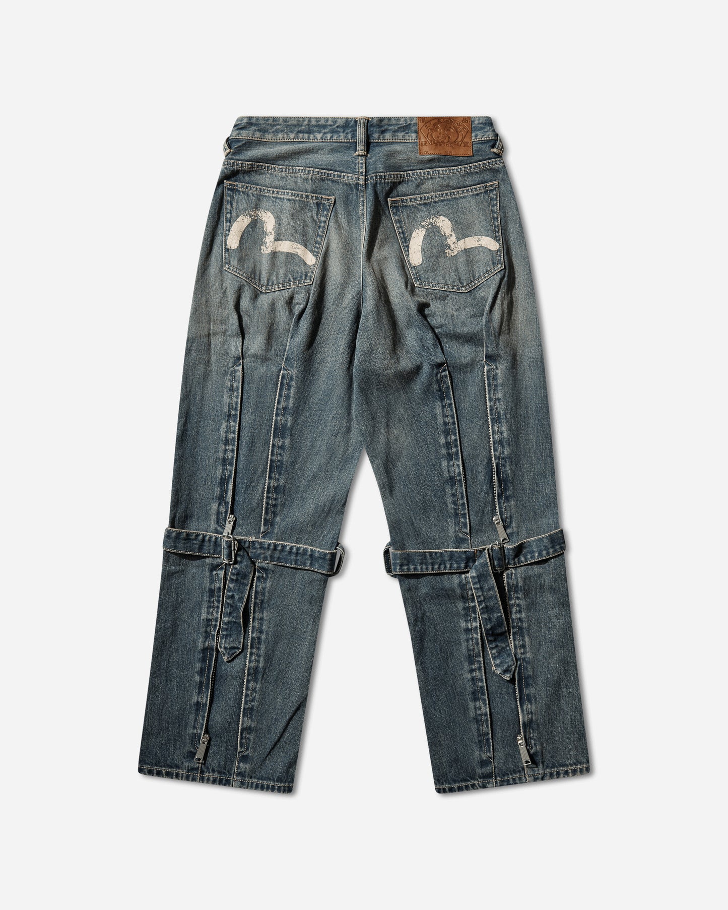 Evisu Ej Washed Bondage Jeans Mid Tone Indigo Pants Denim 2ESEJM6JE6008 INDM