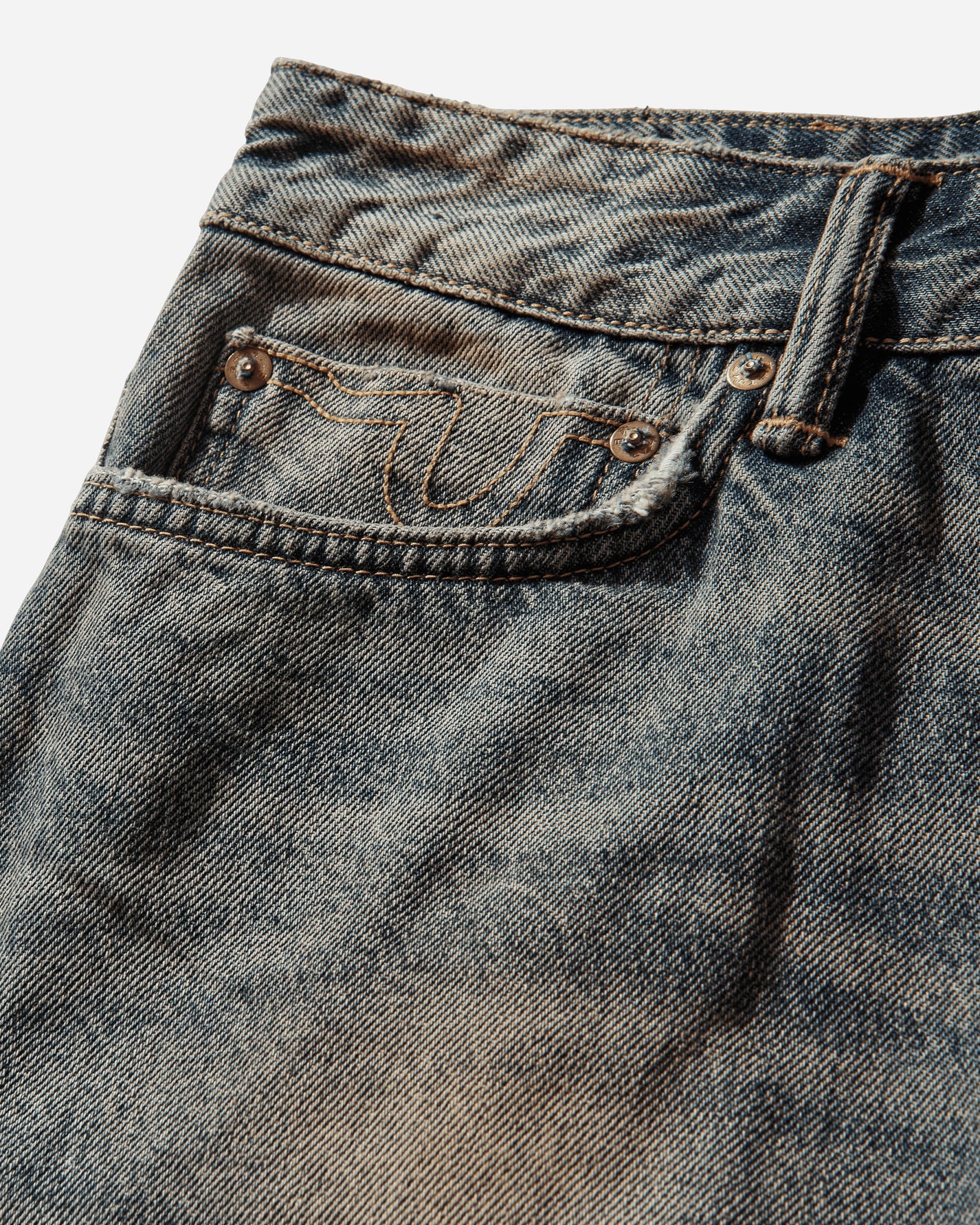 Evisu Ht 7  Pocket Abstract Washing Jeans W Seagull Emb Mid Tone Indigo Pants Denim 2ESHTM6JE1039 INDM