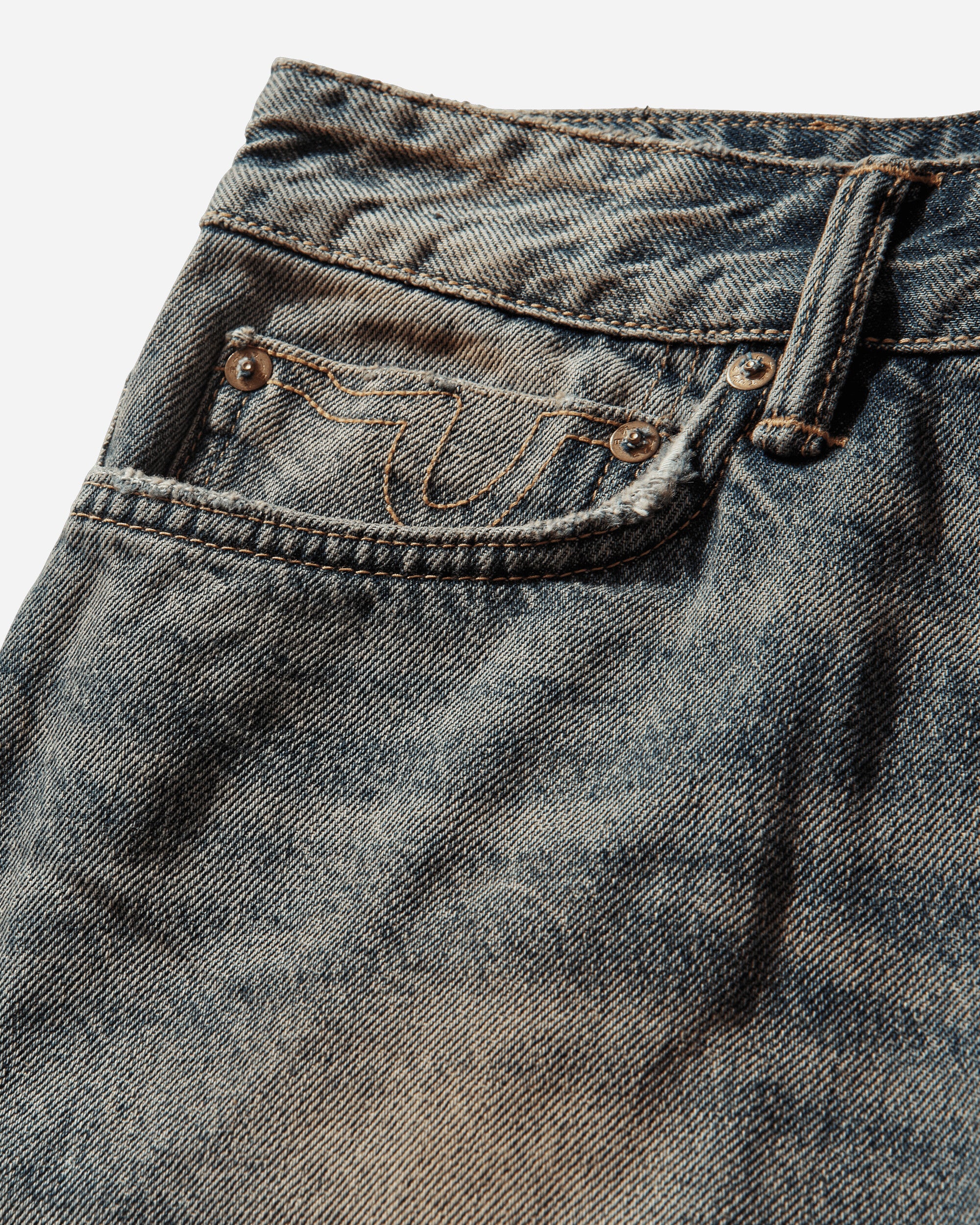 Evisu Ht 7  Pocket Abstract Washing Jeans W Seagull Emb Mid Tone Indigo Pants Denim 2ESHTM6JE1039 INDM