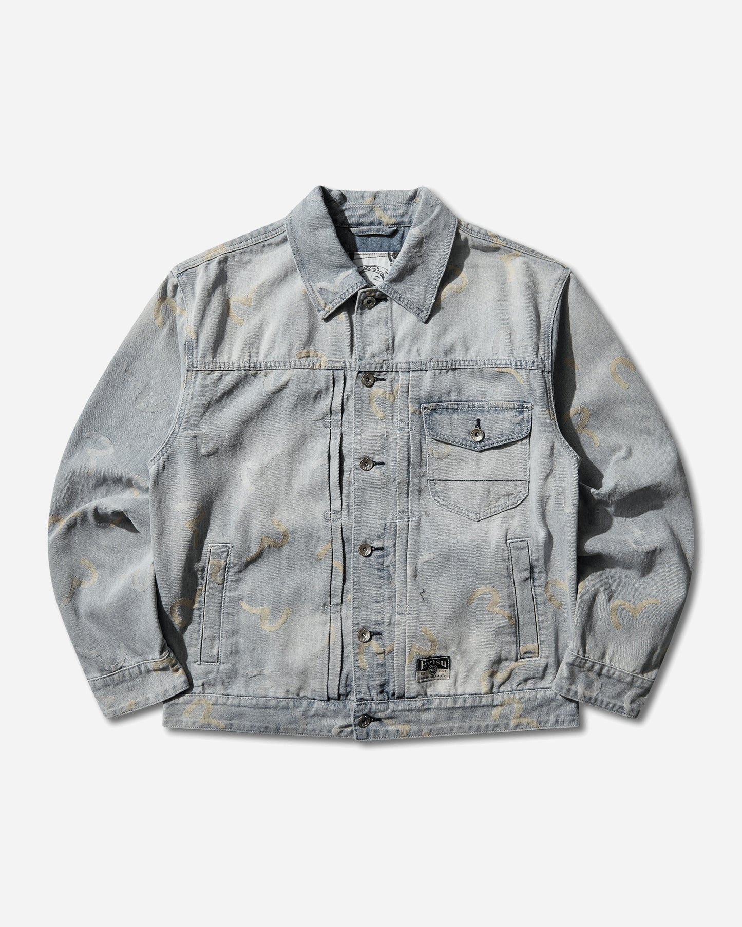 Evisu Ht Ao Seagull Jacquard Denim Jacket Allover Indigo Coats and Jackets Denim Jackets 2ESHTM6DJ1006 INDA