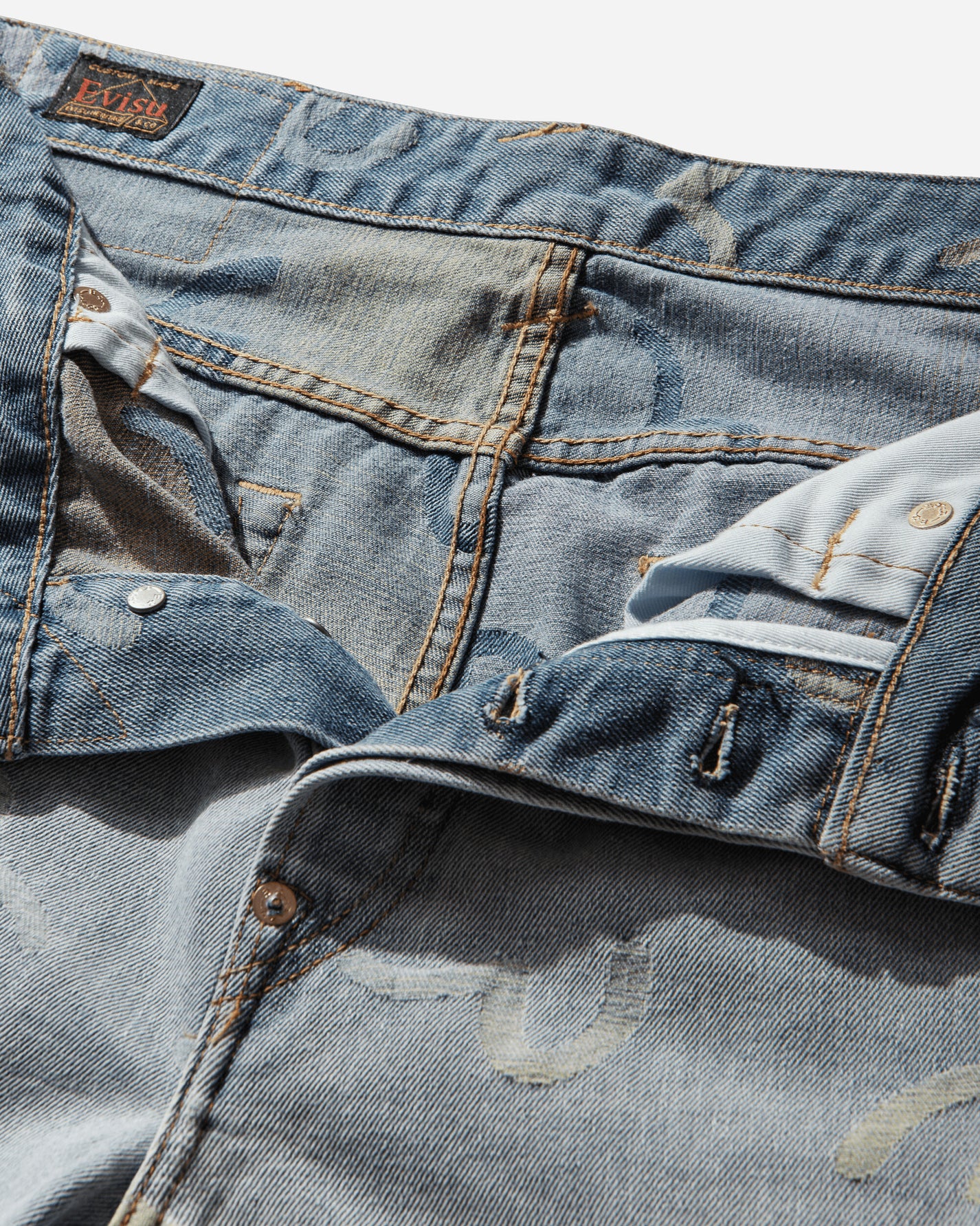 Evisu Ht Ao Seagull Jacquard Denim Shorts Allover Indigo Shorts Denim Short 2ESHTM6DS1055 INDA