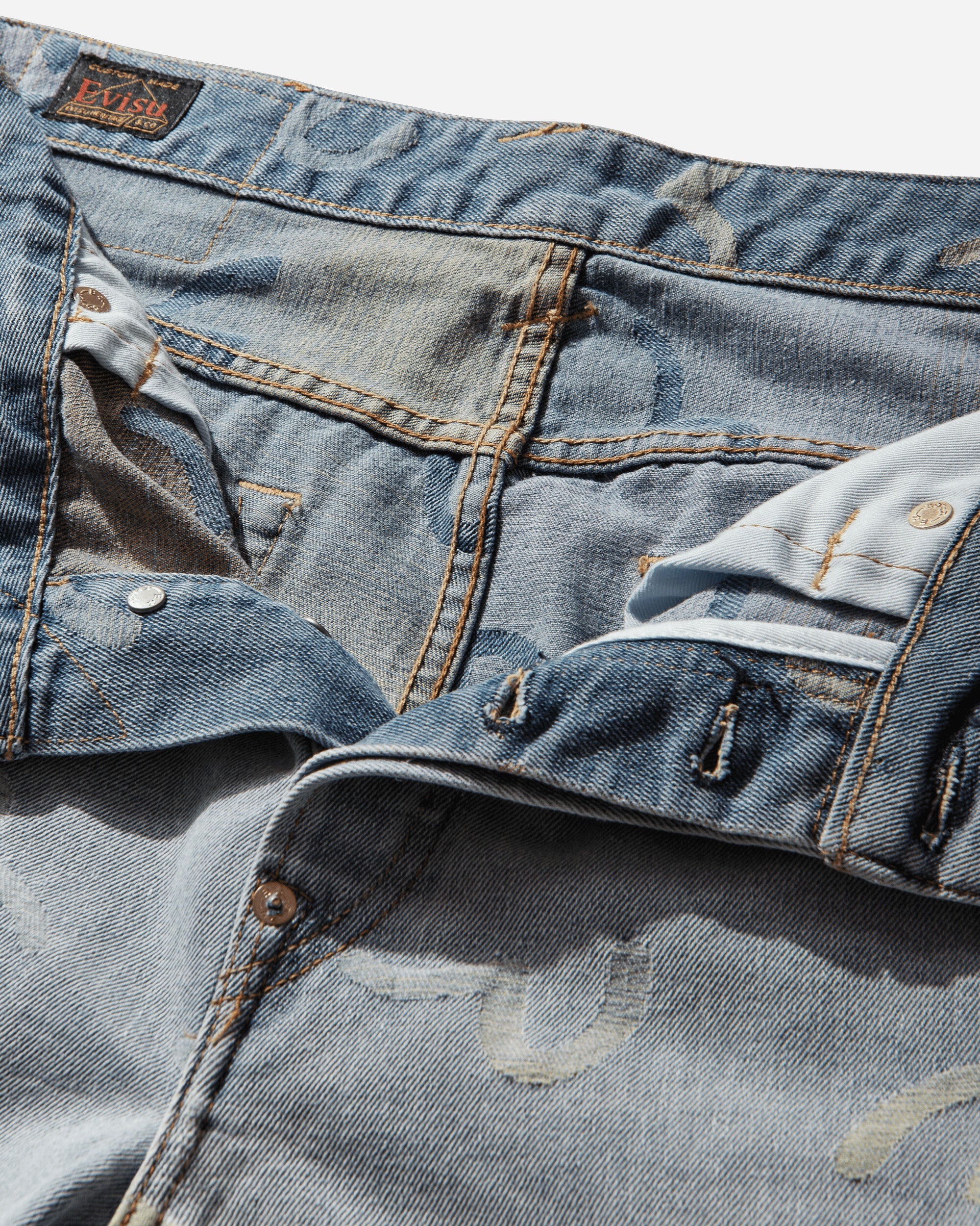 Evisu Ht Ao Seagull Jacquard Denim Shorts Allover Indigo Shorts Denim Short 2ESHTM6DS1055 INDA